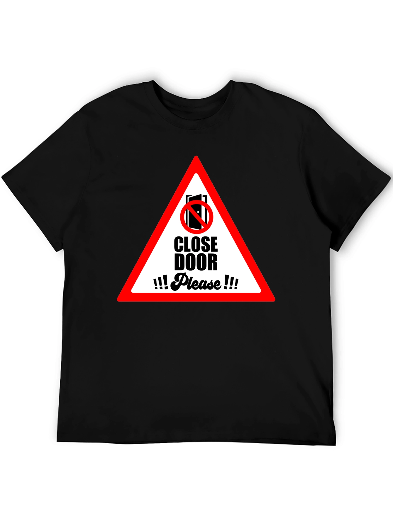 Black Close Door Please Graphic T-Shirt view 5