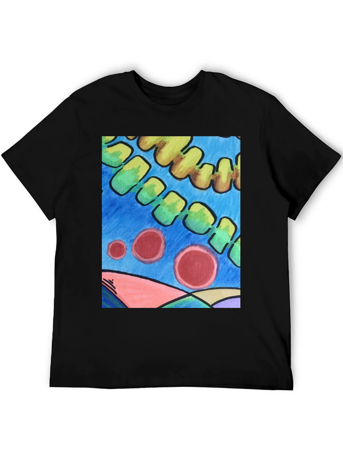 Black Abstract Art Graphic Tee - Modern Casual Style view 5