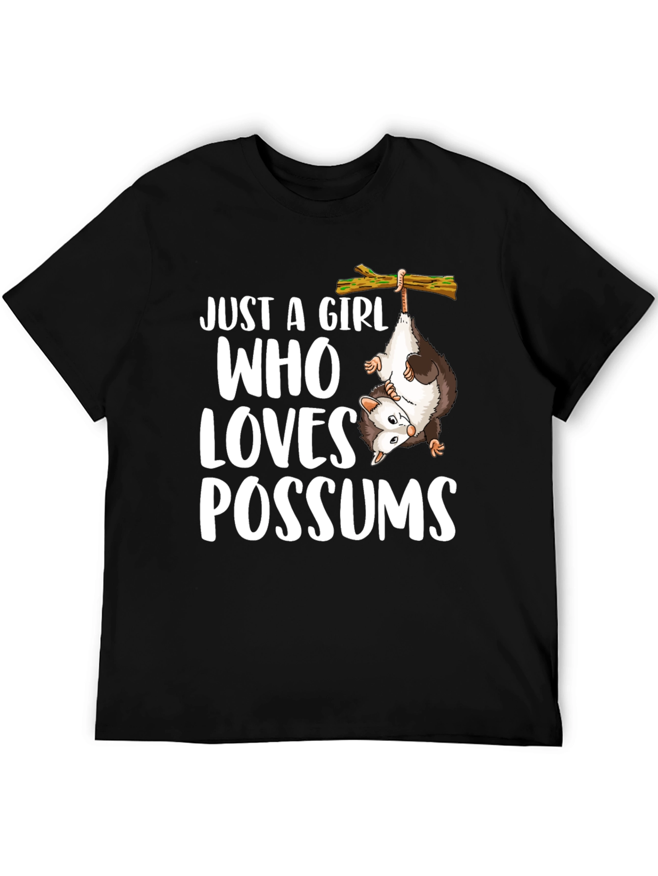 Black Just a Girl Who Loves Possums Graphic Tee view 5