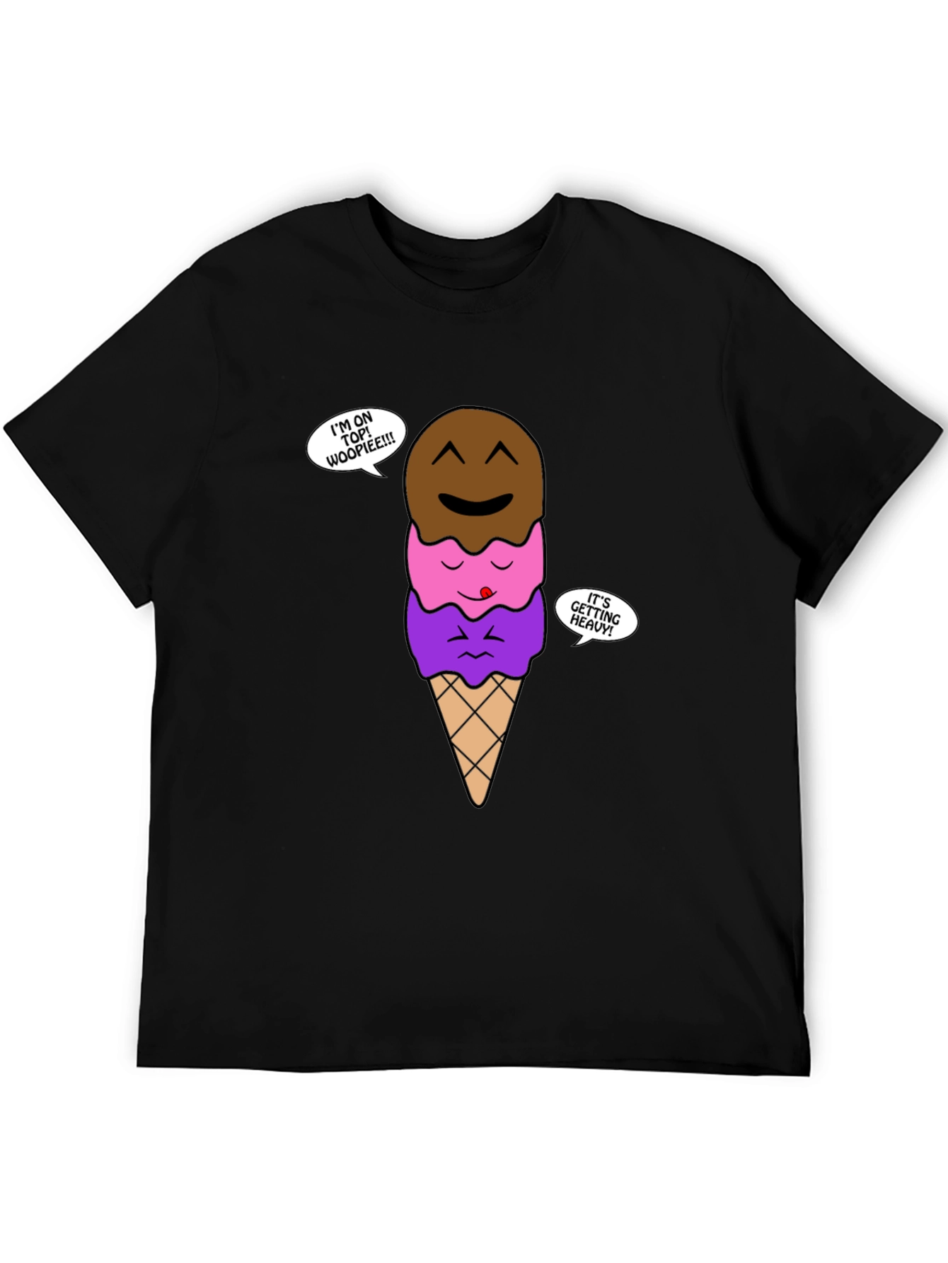Black Cartoon Ice Cream T-Shirt view 5
