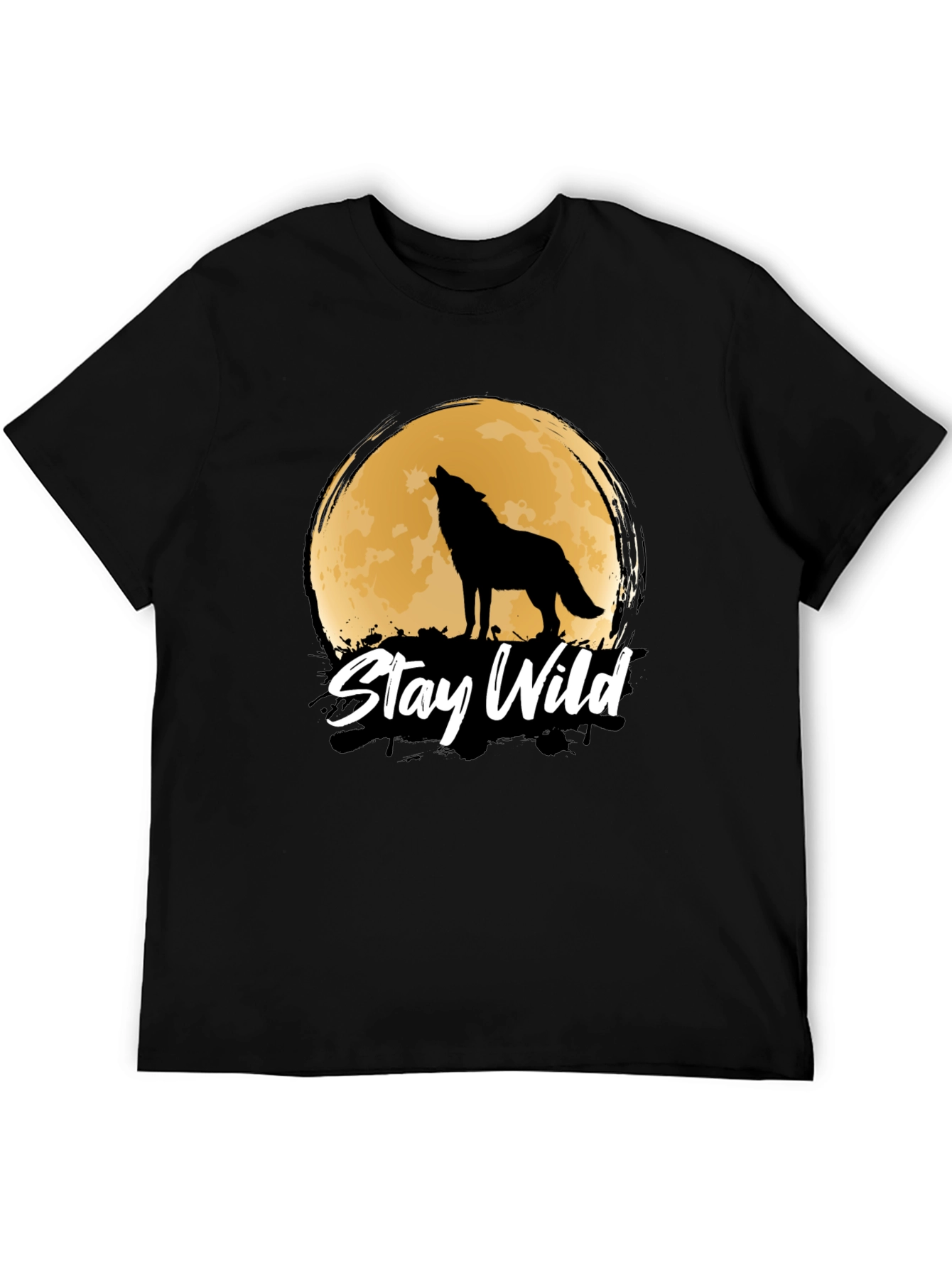 Black Stay Wild Wolf Moon Graphic Tee view 5
