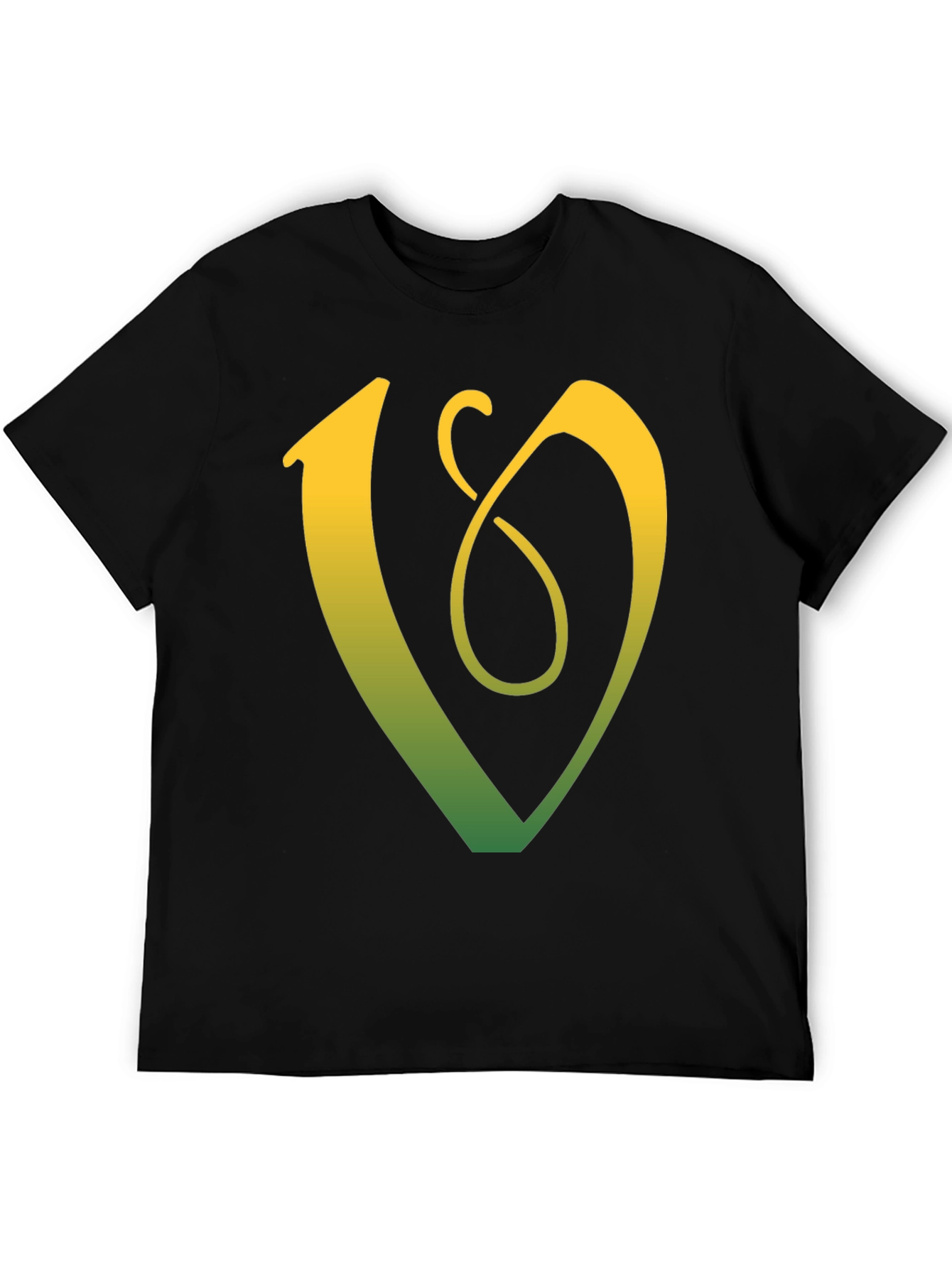 Black Unique Gradient Letter V Graphic Tee - Black view 5