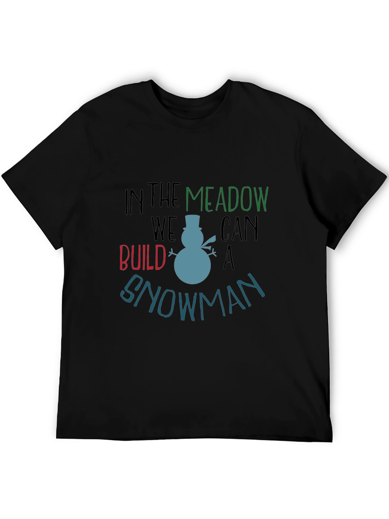 Black Winter Fun Graphic Tee: Snowman Build view 5
