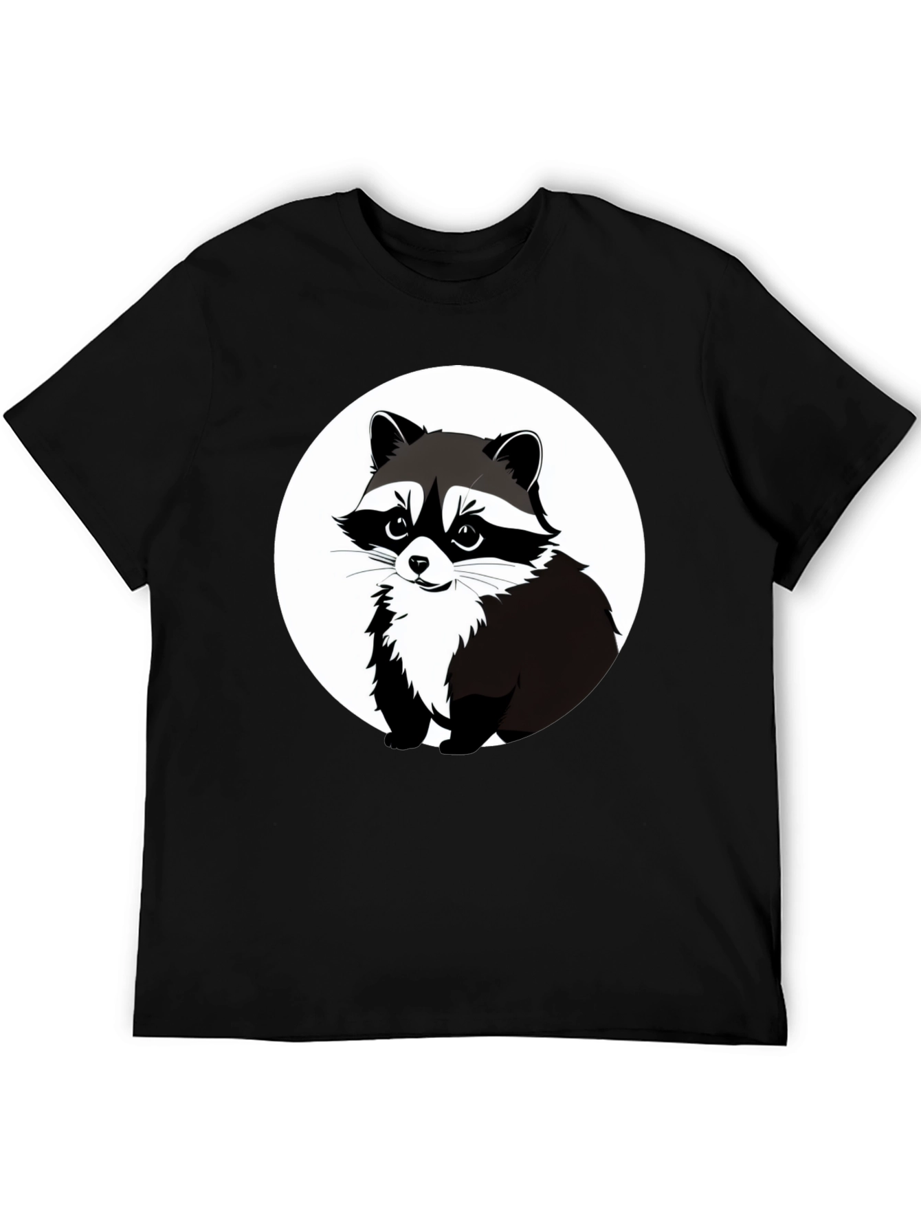 Black Raccoon Graphic Tee - Black Casual T-Shirt view 5