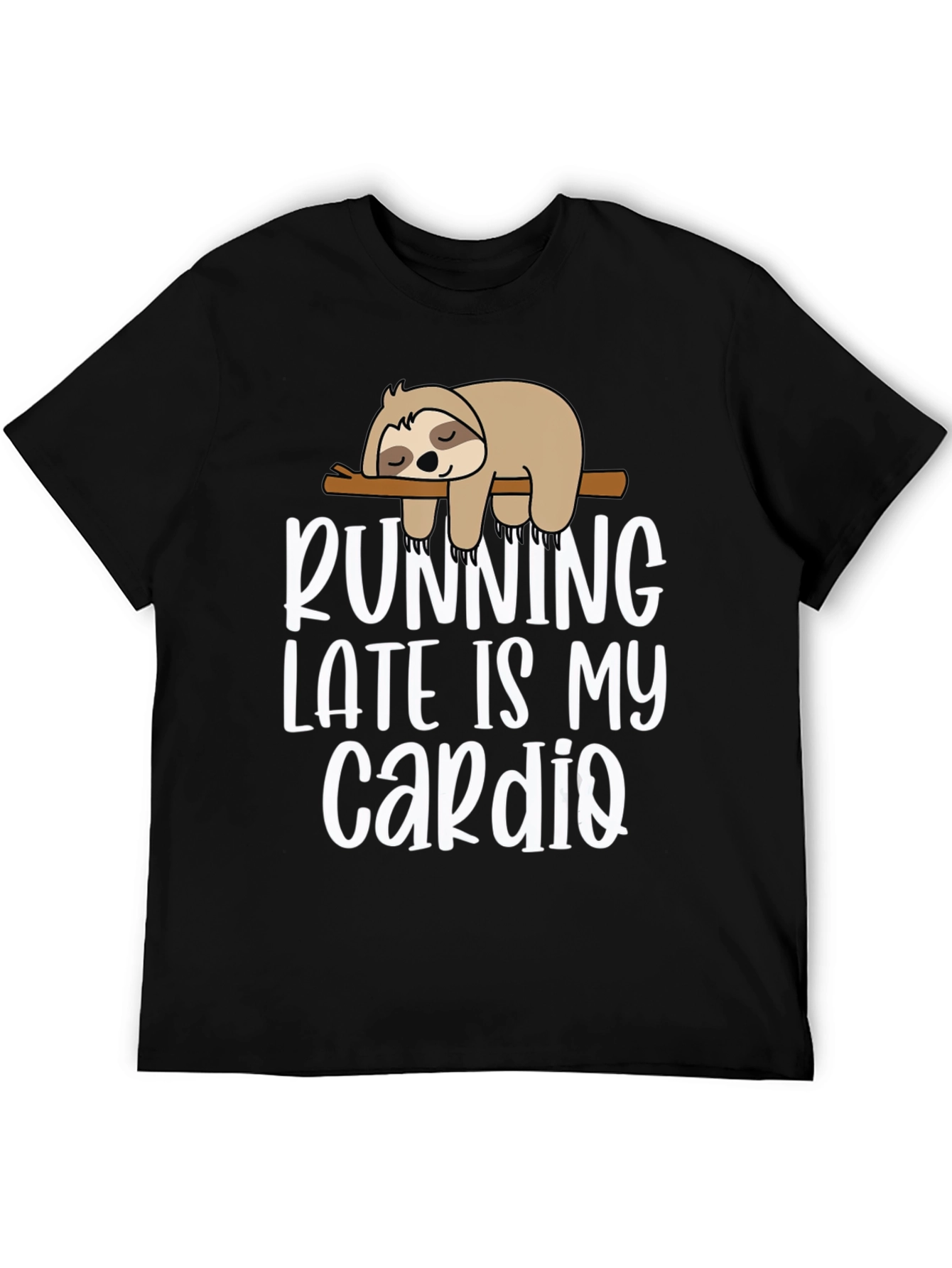 Black Running Late Sloth T-Shirt - Funny Cardio Tee view 5