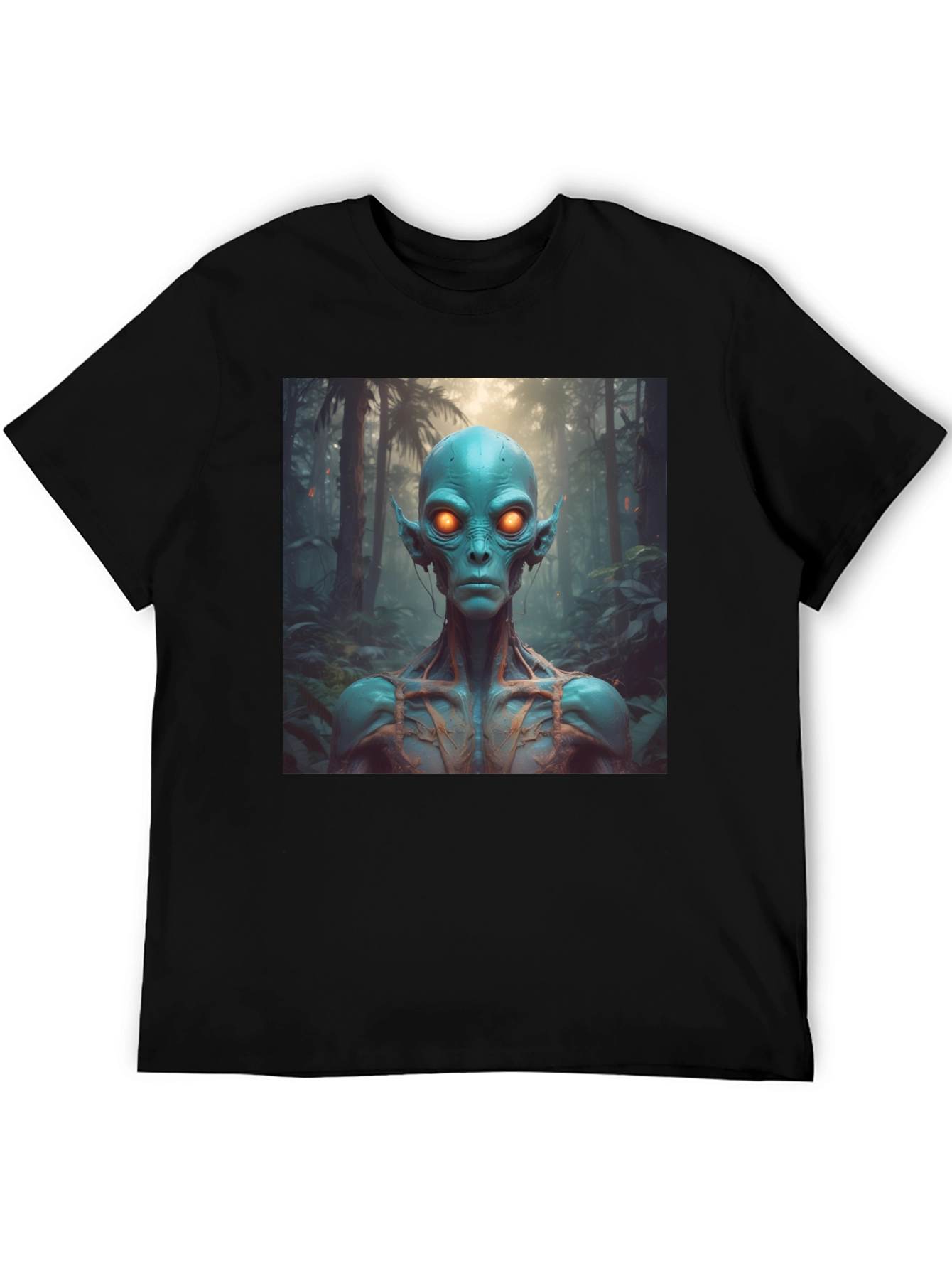 Black Alien Portrait Black T-Shirt view 5