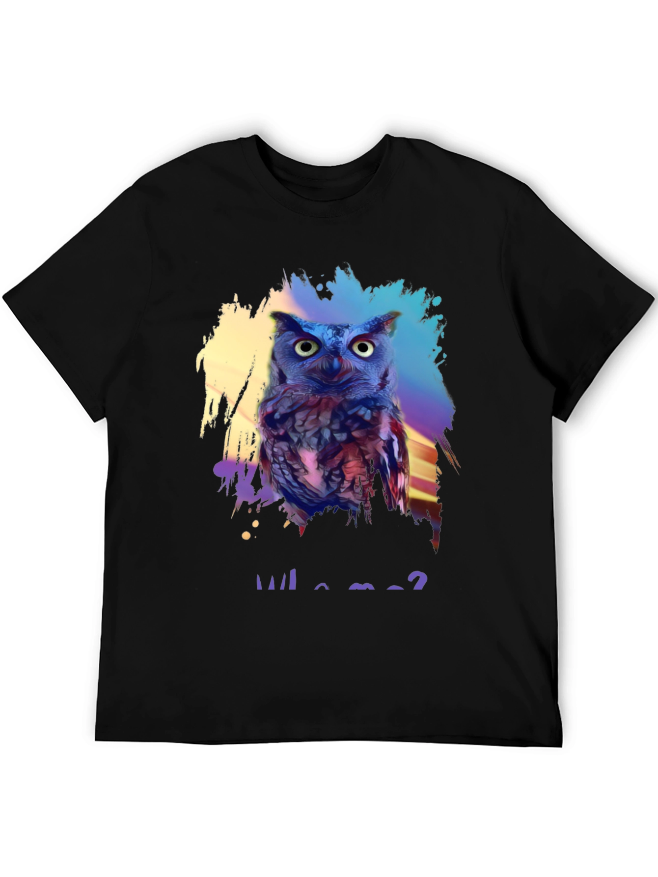 Black Who Me? Owl Graphic Print Black T-Shirt view 5