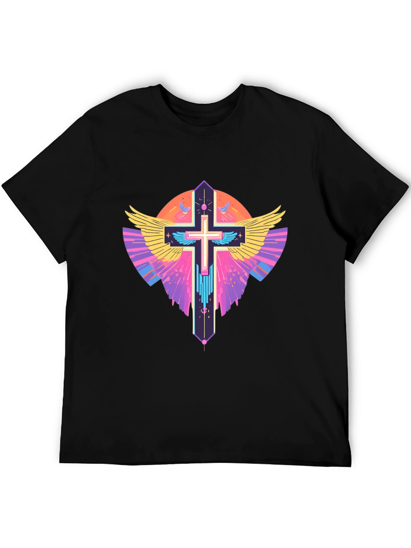 Black Winged Cross Graphic T-Shirt view 5