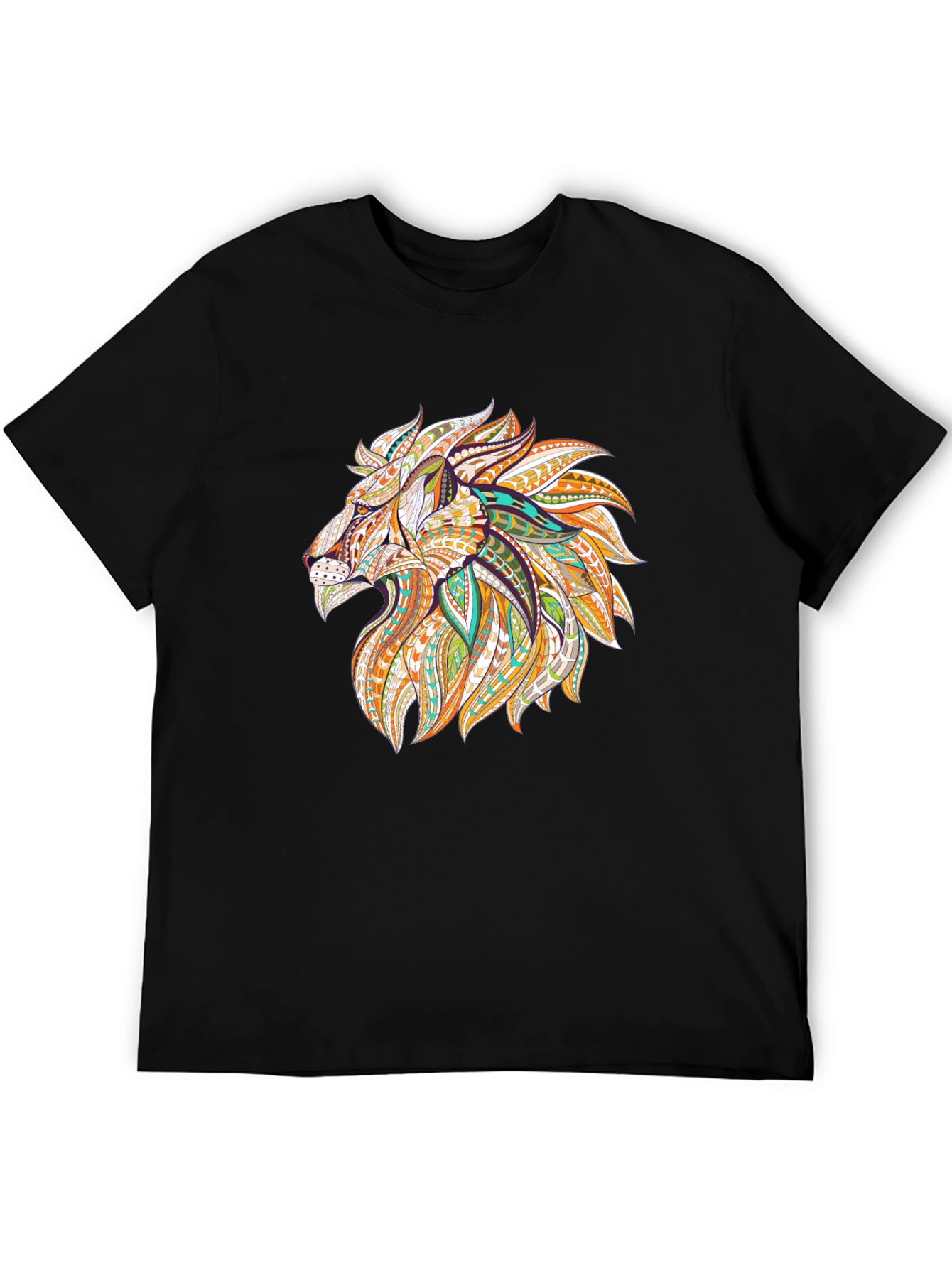 Black Lion Graphic Print Black T-Shirt view 5
