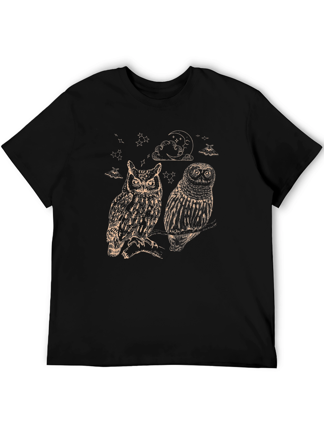 Black Two Owls Graphic Print Black T-Shirt view 5