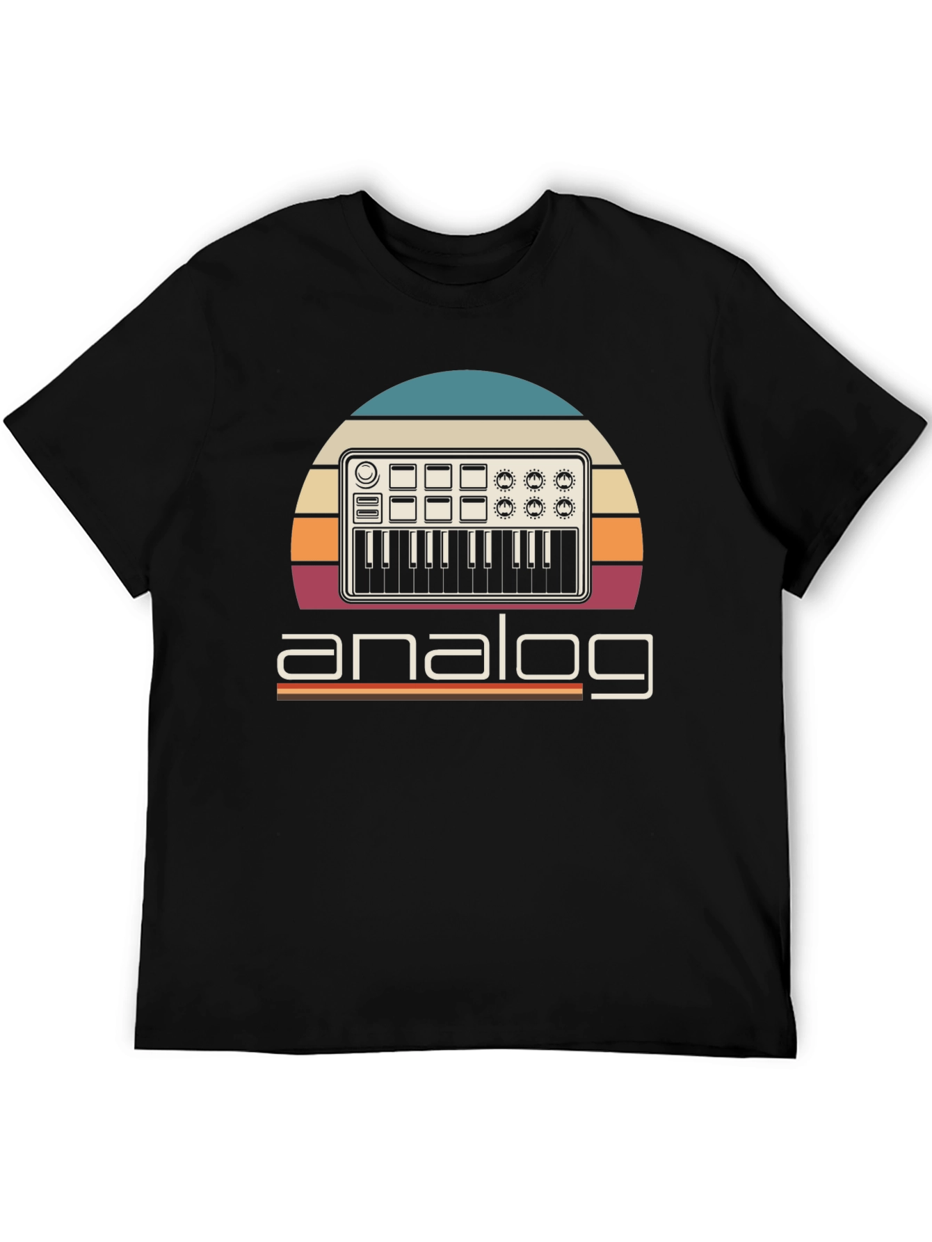 Black Analog Synth T-Shirt - Retro Music Producer Tee view 5