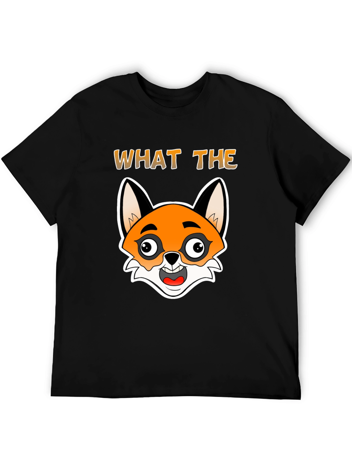 Black What the Fox T-Shirt - Funny Cartoon Animal Tee view 5