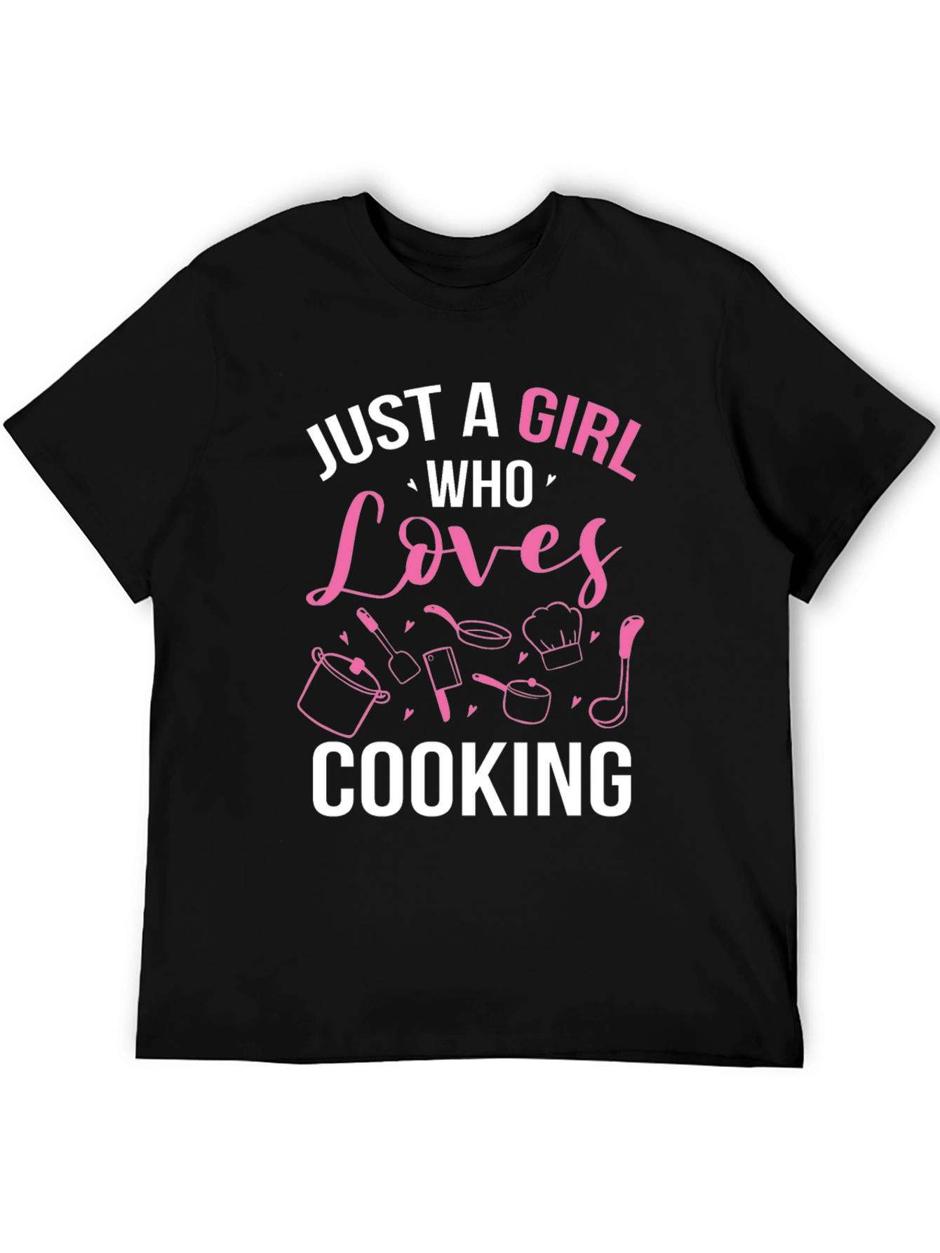 Black Just A Girl Who Loves Cooking - Funny T-Shirt view 5