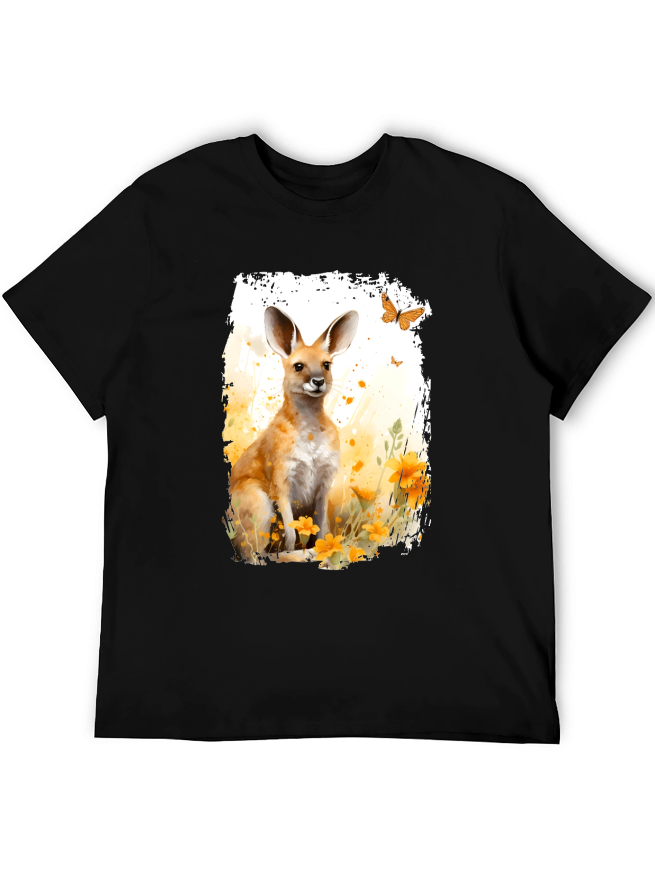 Black Kangaroo Watercolor Graphic Tee view 5