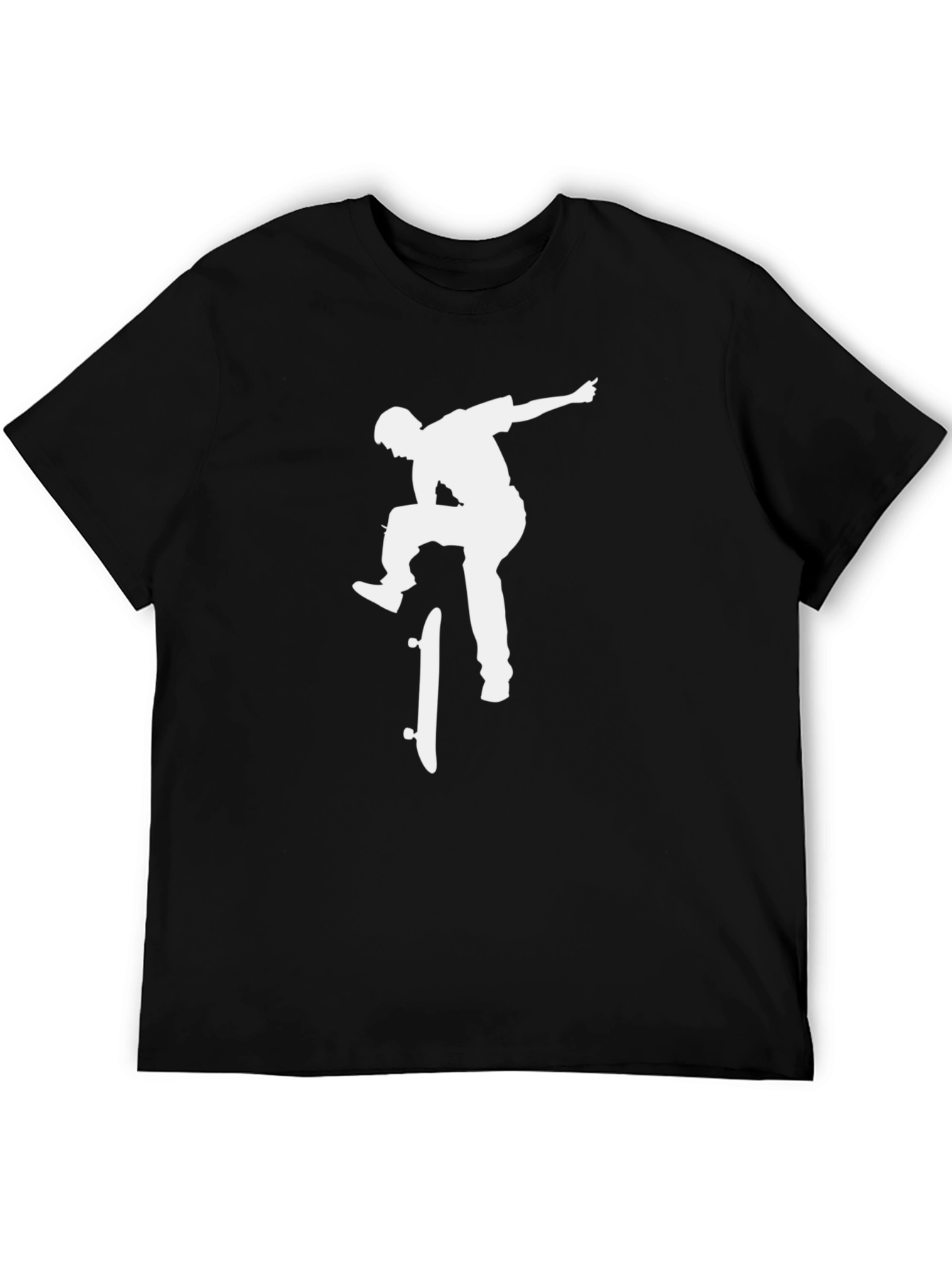 Black Skateboarder Graphic Tee - Black Cotton Blend view 5