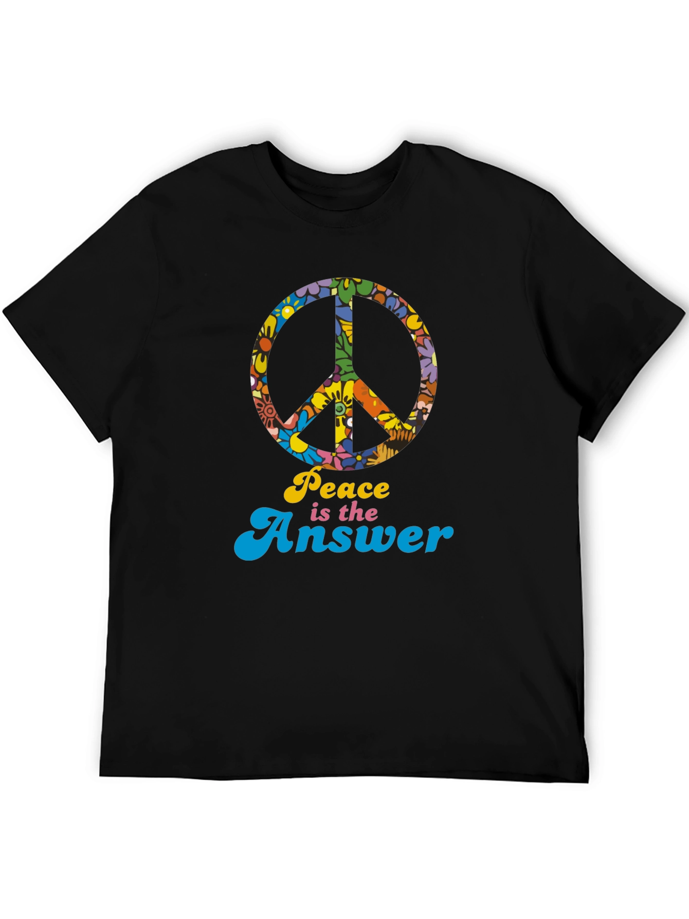 Black Retro "Peace is the Answer" Graphic T-Shirt view 5