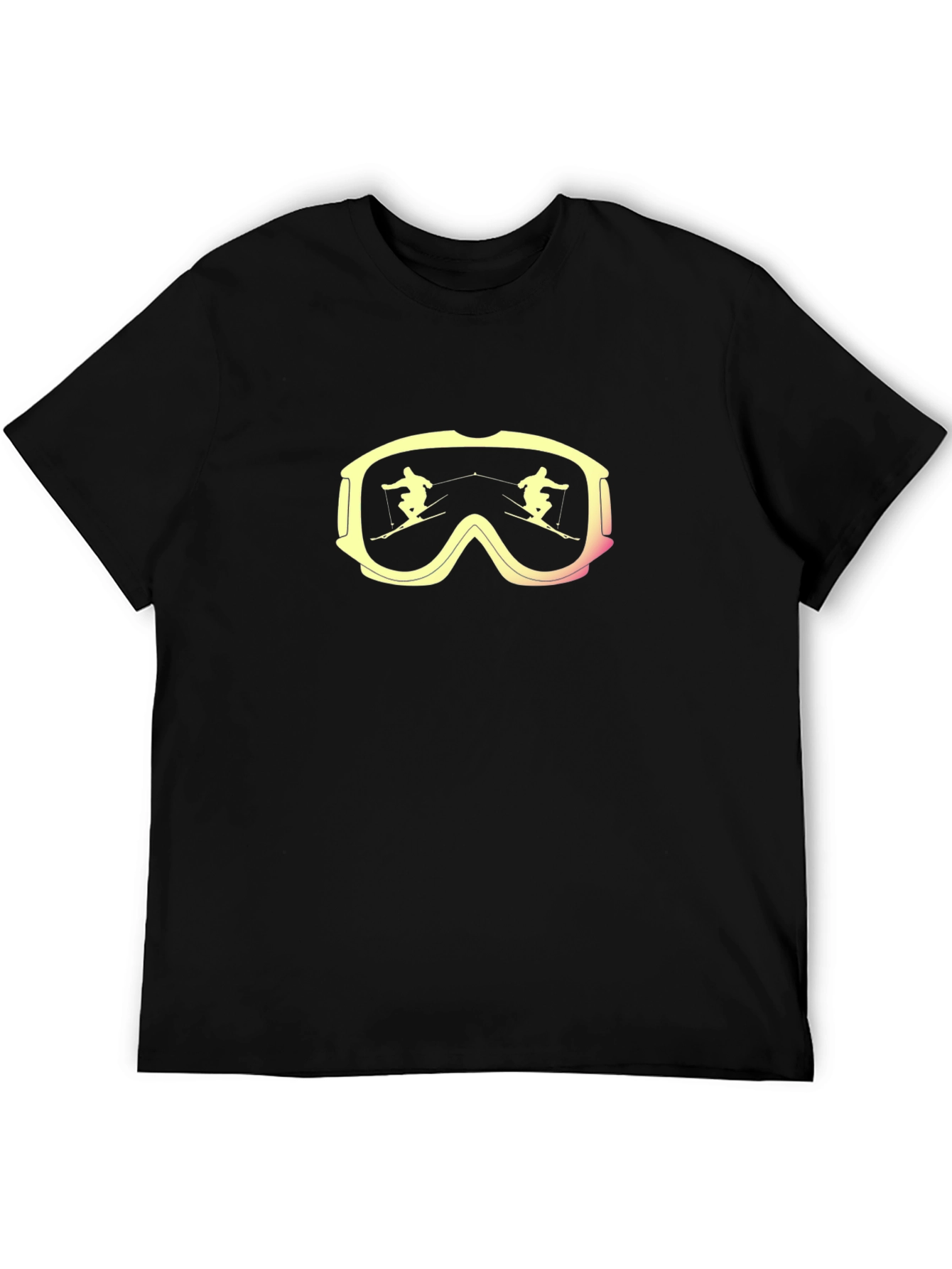 Black Ski Goggles Reflection Graphic Tee view 5
