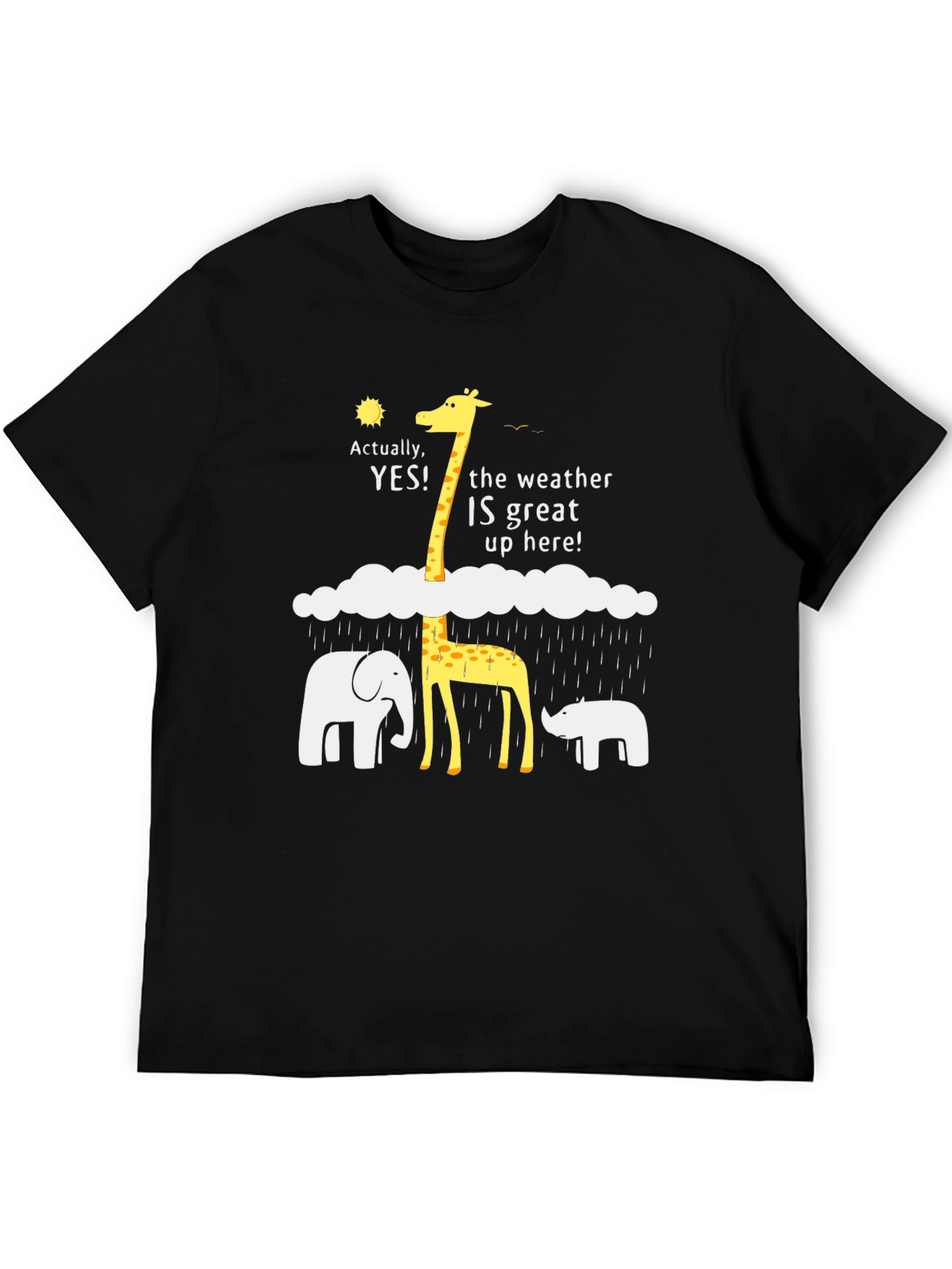 Black Funny Weather Giraffe T-Shirt view 5