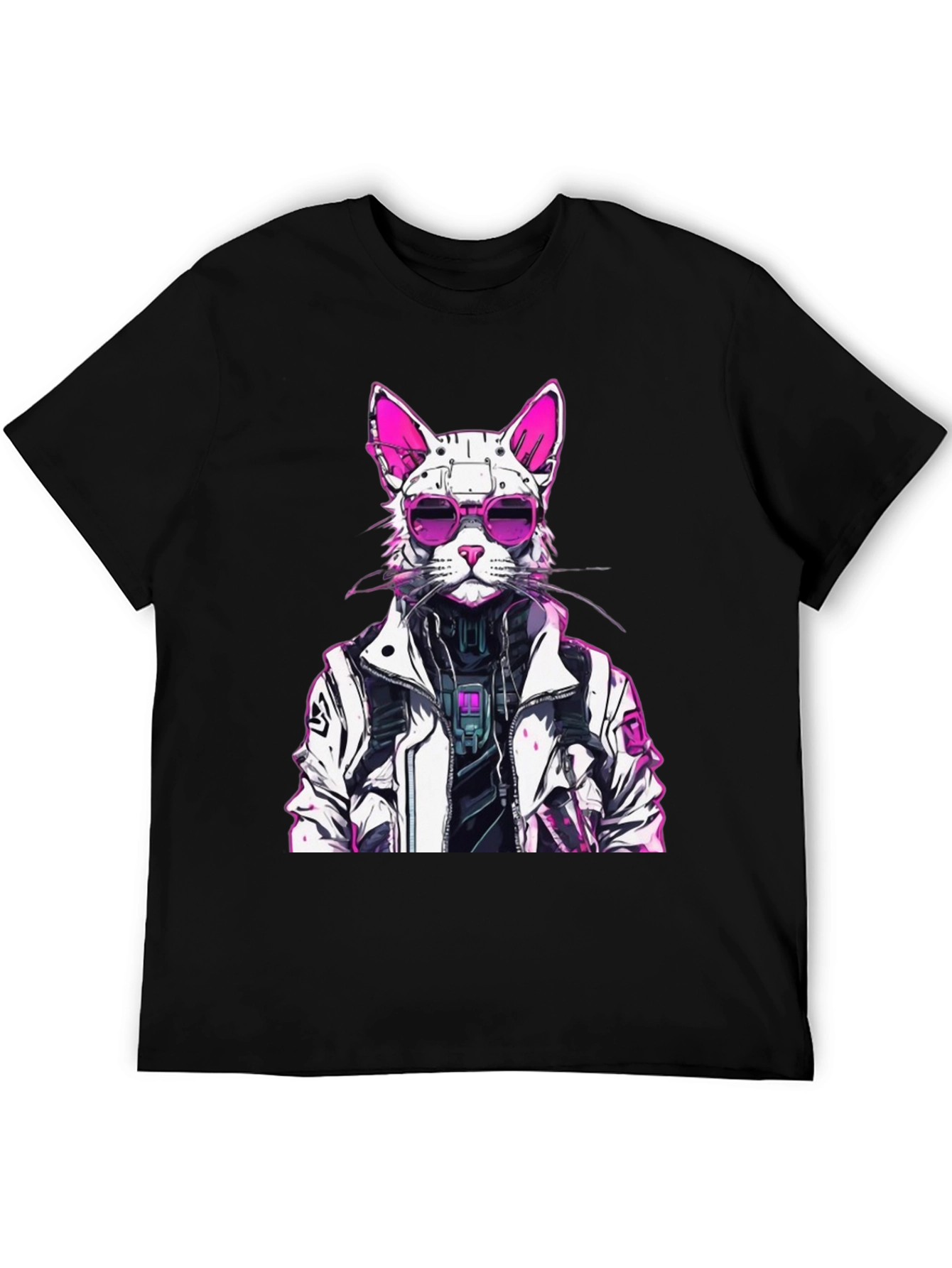 Cyberpunk Cat Graphic Tee - Futuristic Feline Style - 5