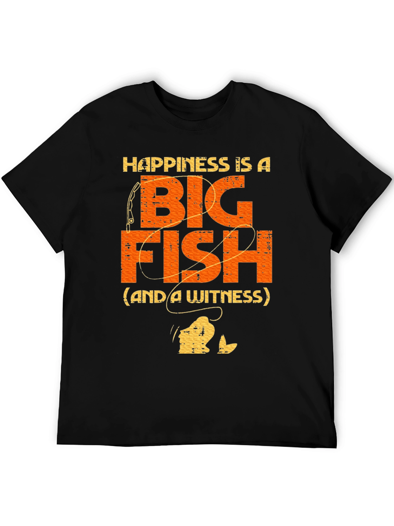 Black Happiness Is A Big Fish T-Shirt view 5