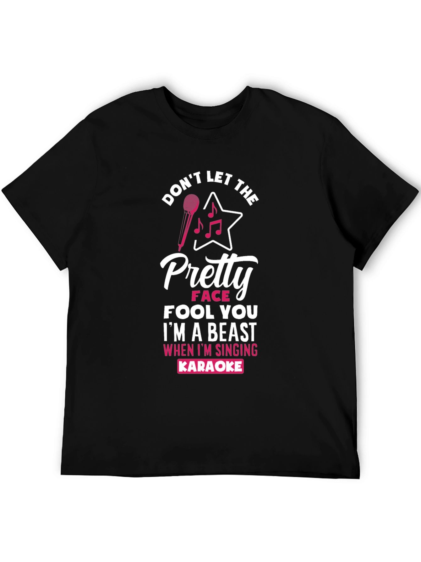 Black Karaoke Beast Graphic T-Shirt - Don't Let The Pretty Face Fool You view 5