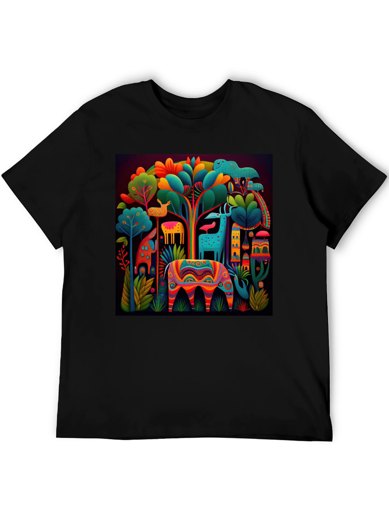 Black Vibrant Alebrije Graphic Tee - Unique Art Shirt view 5