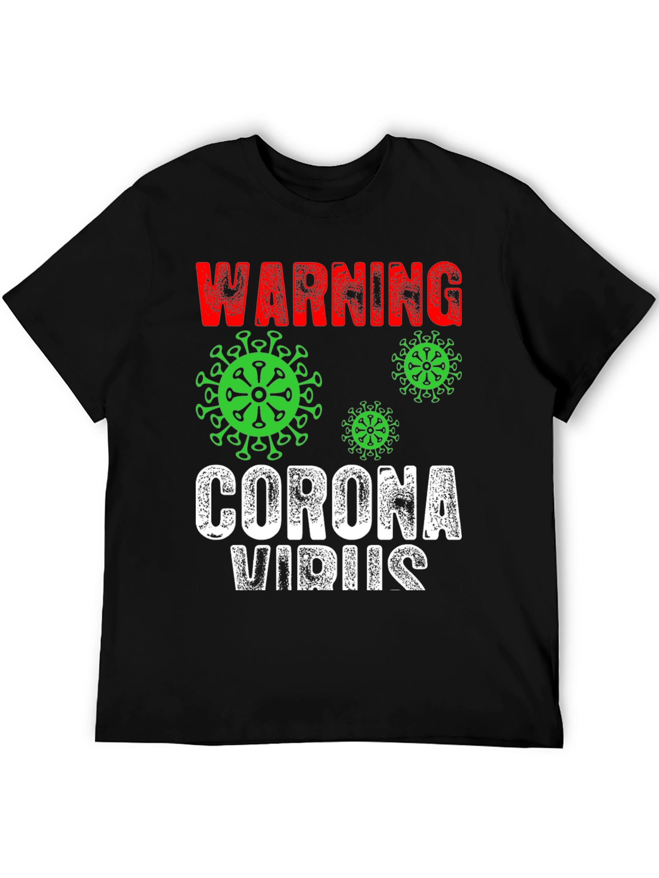 Black Warning Coronavirus T-Shirt Black Novelty Tee view 5
