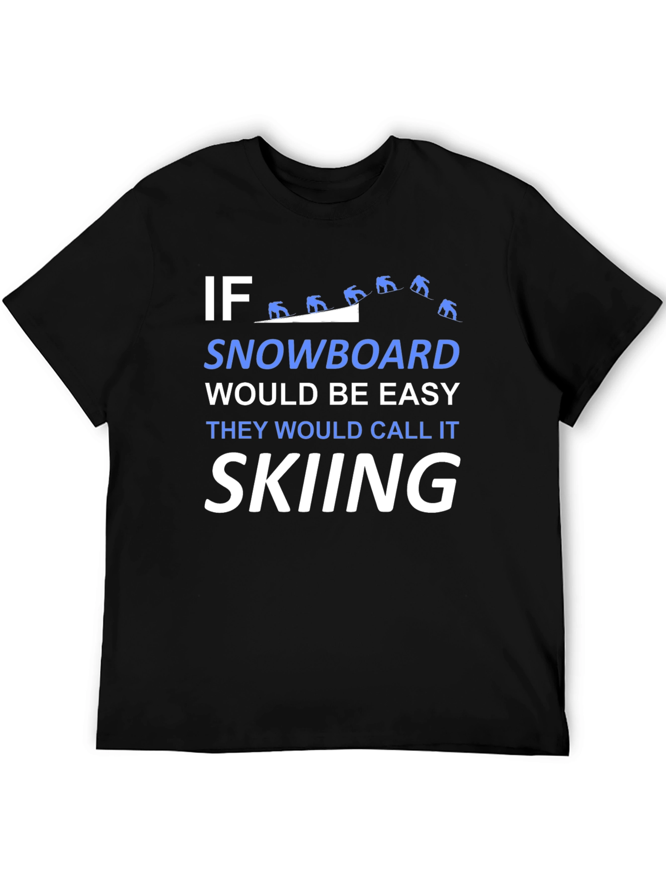 Black Snowboard vs Skiing T-Shirt - Black Graphic Tee view 5