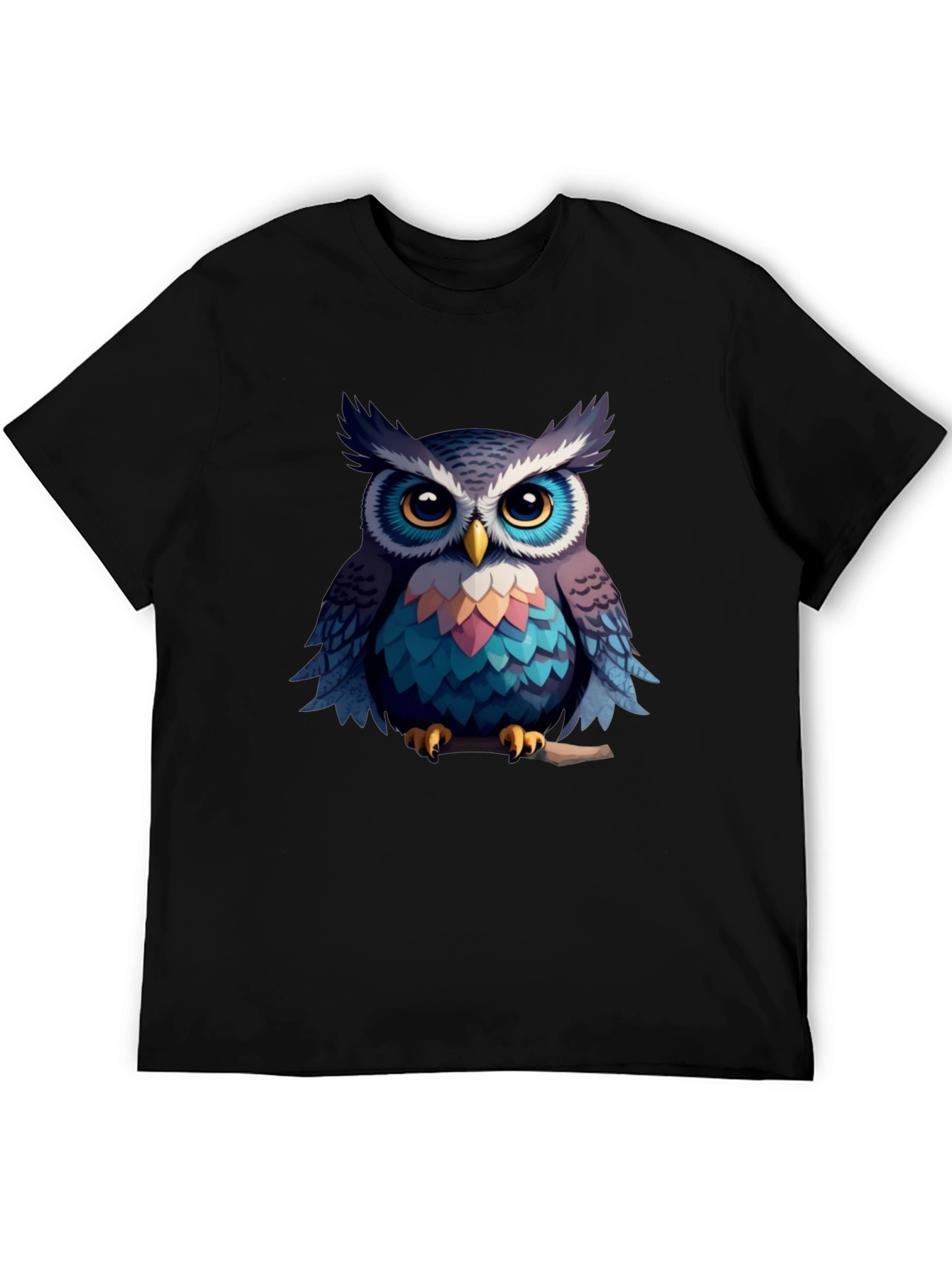 Black Owl Graphic Black T-Shirt - Men's Fashion Tee view 5