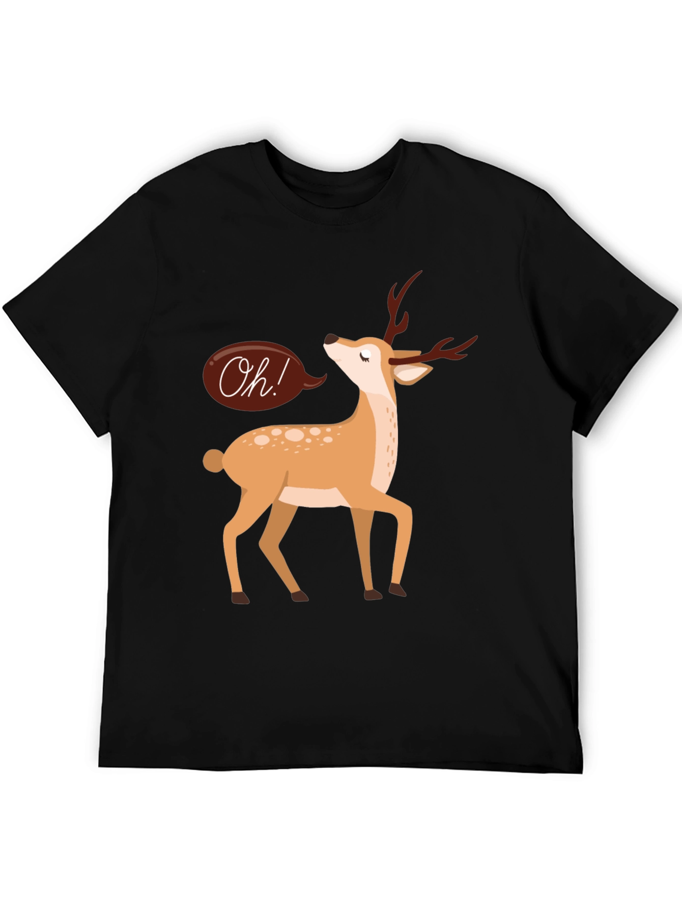 Black Oh Deer T-Shirt - Black Cotton Graphic Tee view 5