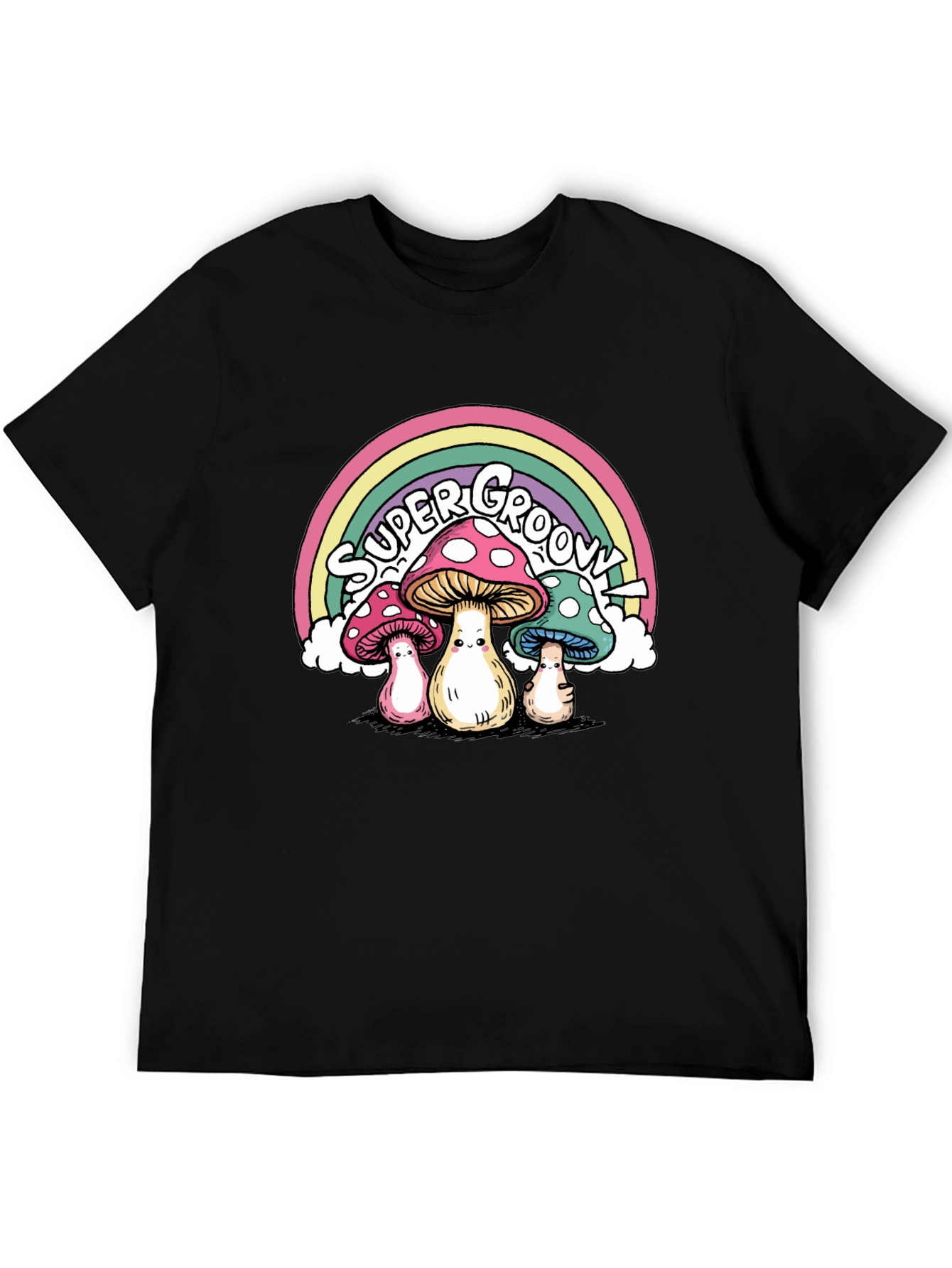 Black Super Groovy Mushroom T-Shirt view 5