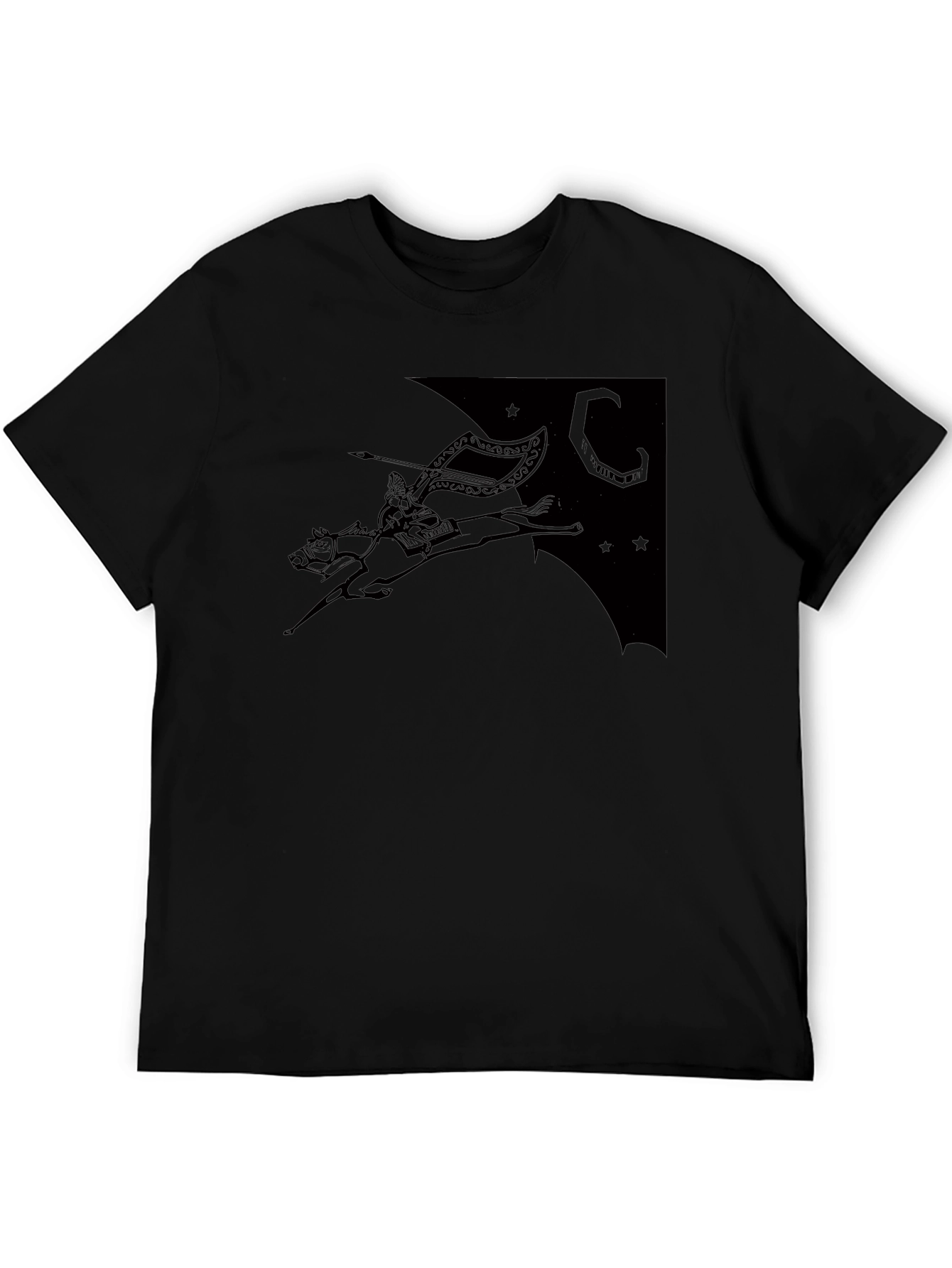 Black Black T-Shirt with Horse Rider Print view 5