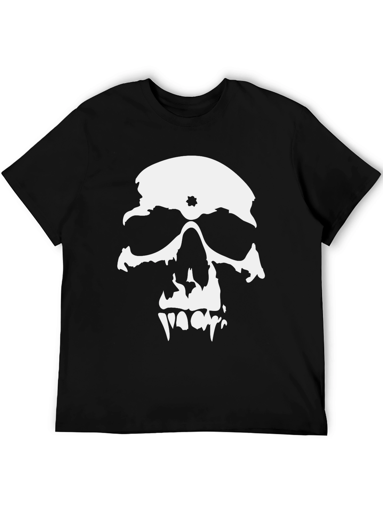 Black Skull Graphic Print Black T-Shirt view 5