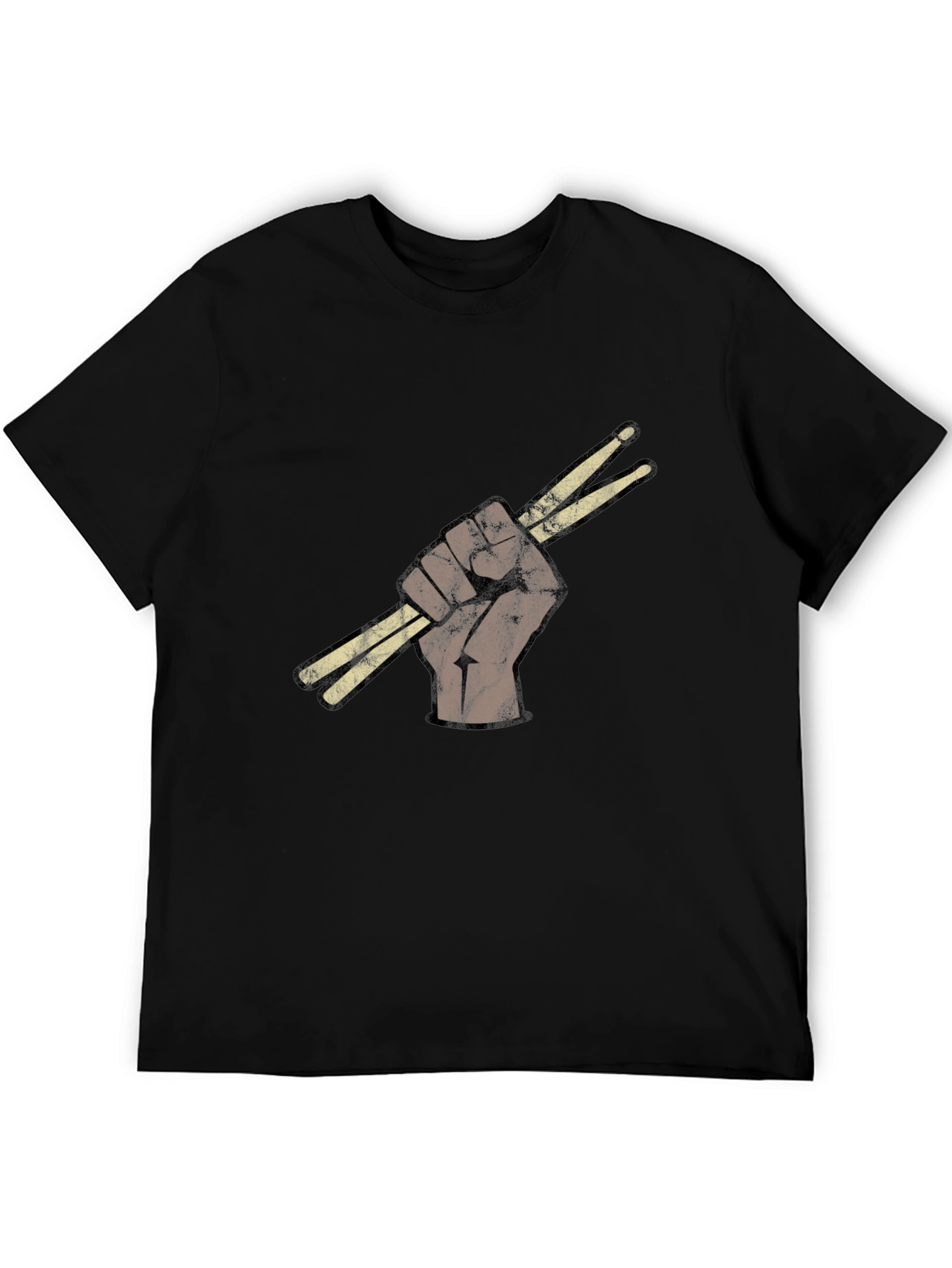 Black Drummer's Fist T-Shirt - Black Crew Neck Tee view 5
