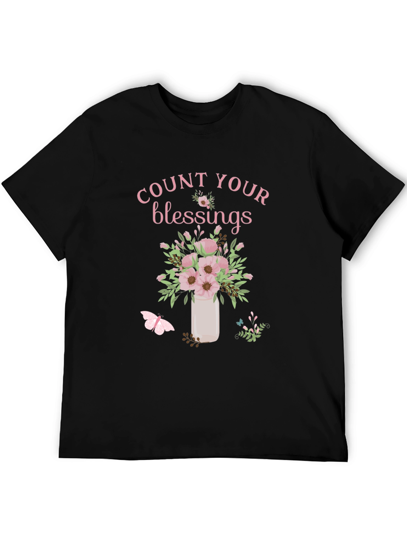 Black Count Your Blessings Floral Graphic T-Shirt view 5
