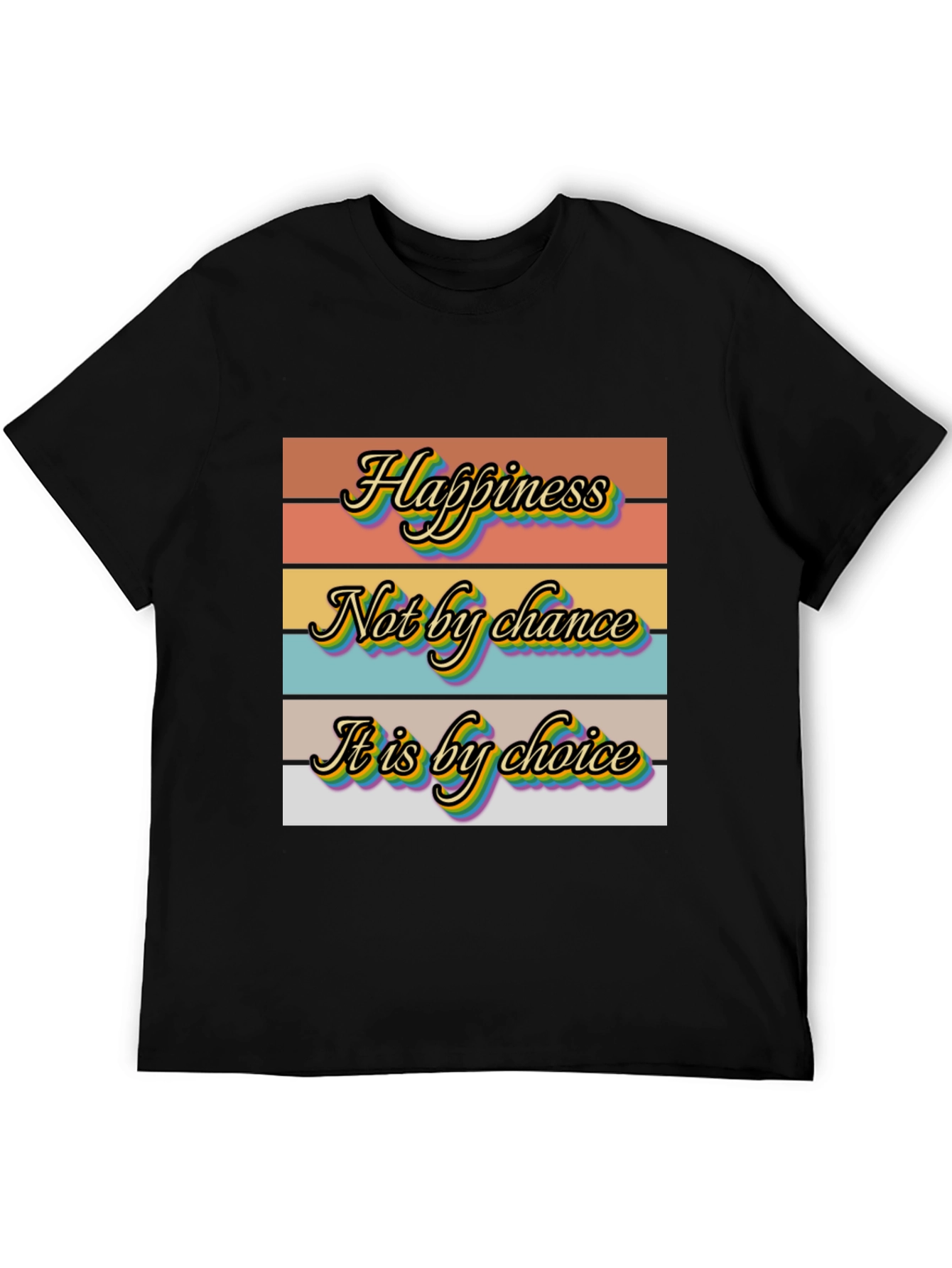 Black Happiness Choice Graphic T-Shirt view 5