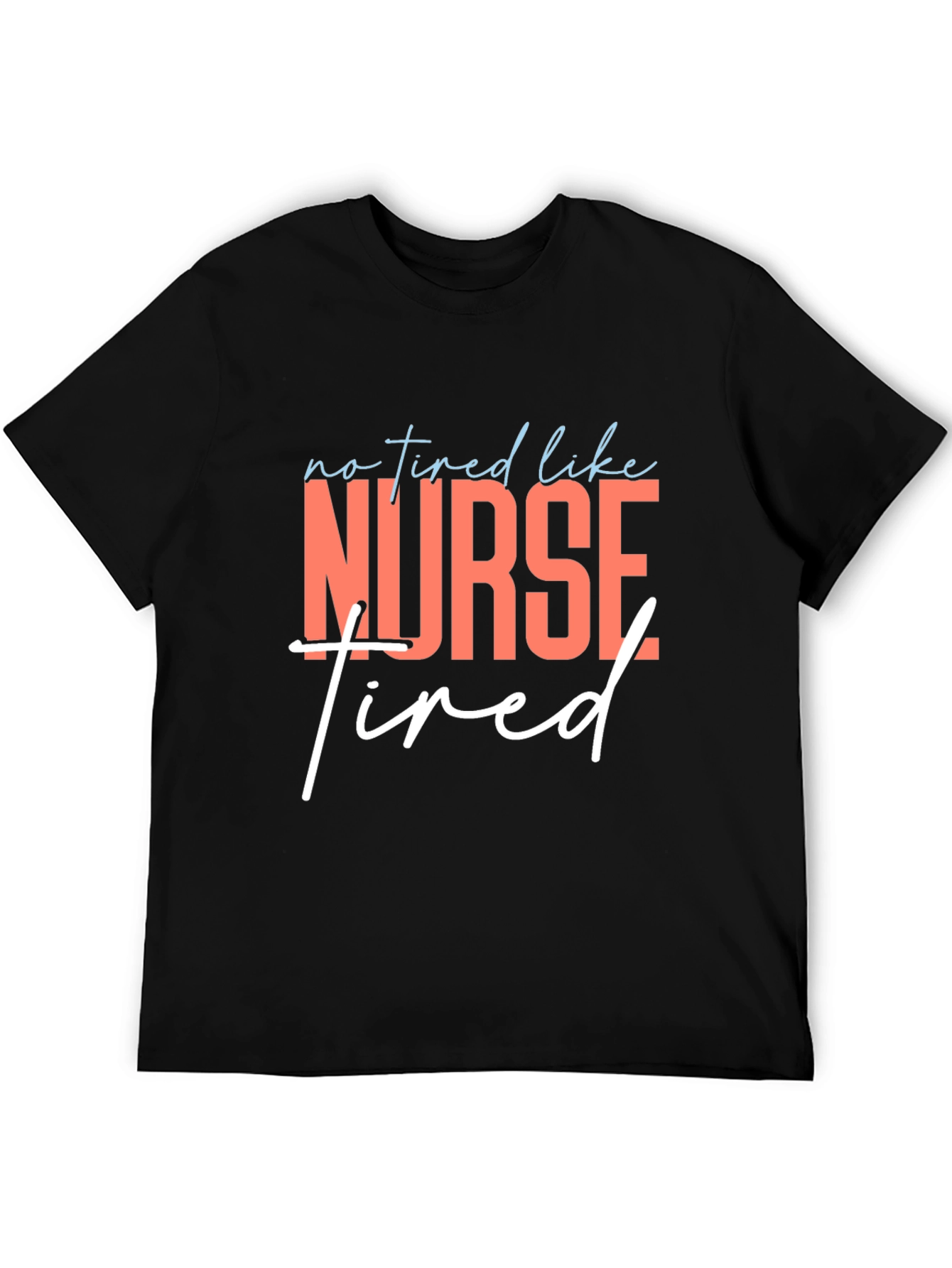 Black Nurse Tired Graphic Tee - Black Cotton T-Shirt view 5