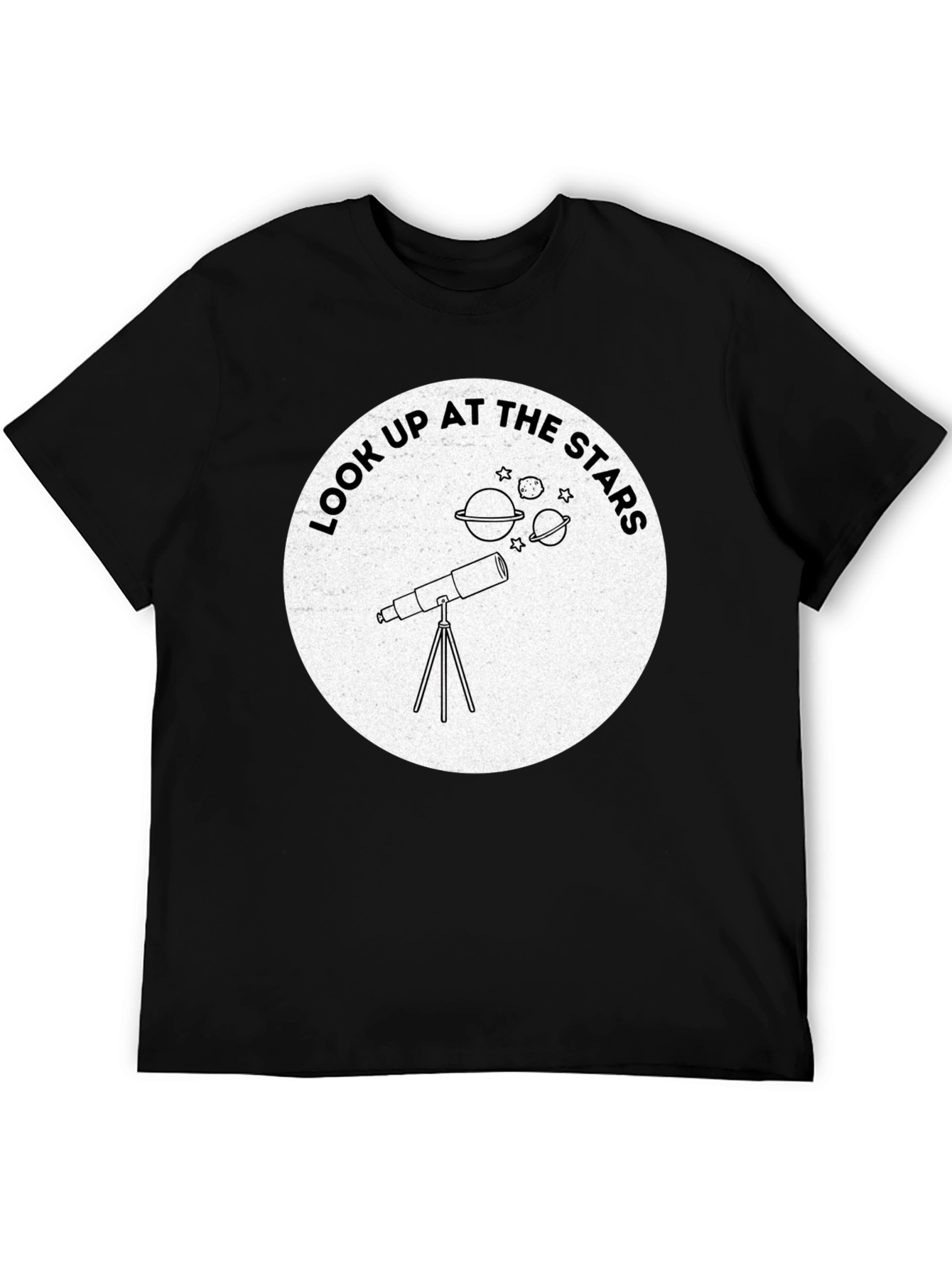 Black Look Up At The Stars Telescope Graphic Tee view 5