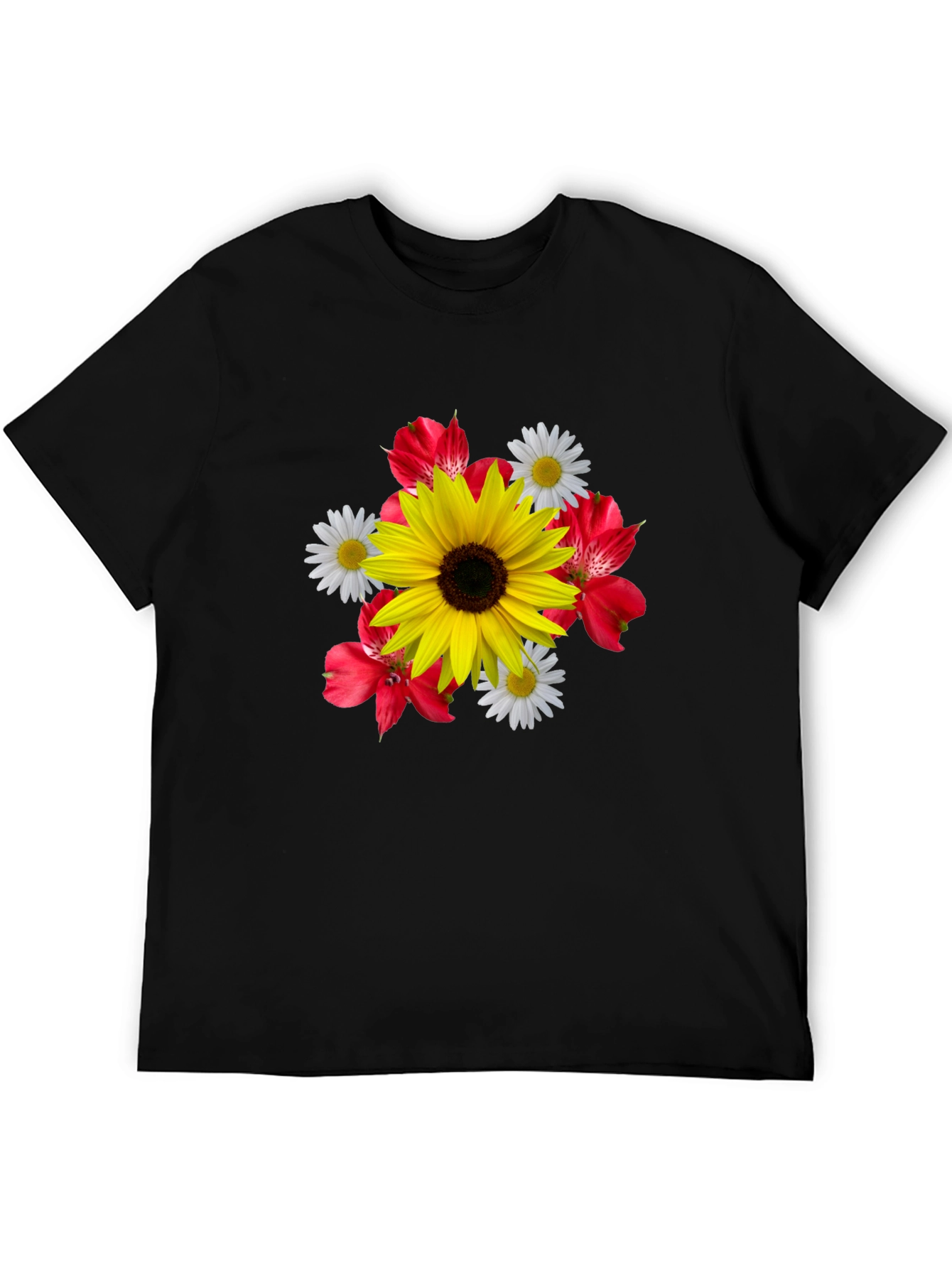 Black Floral Print Black T-Shirt view 5
