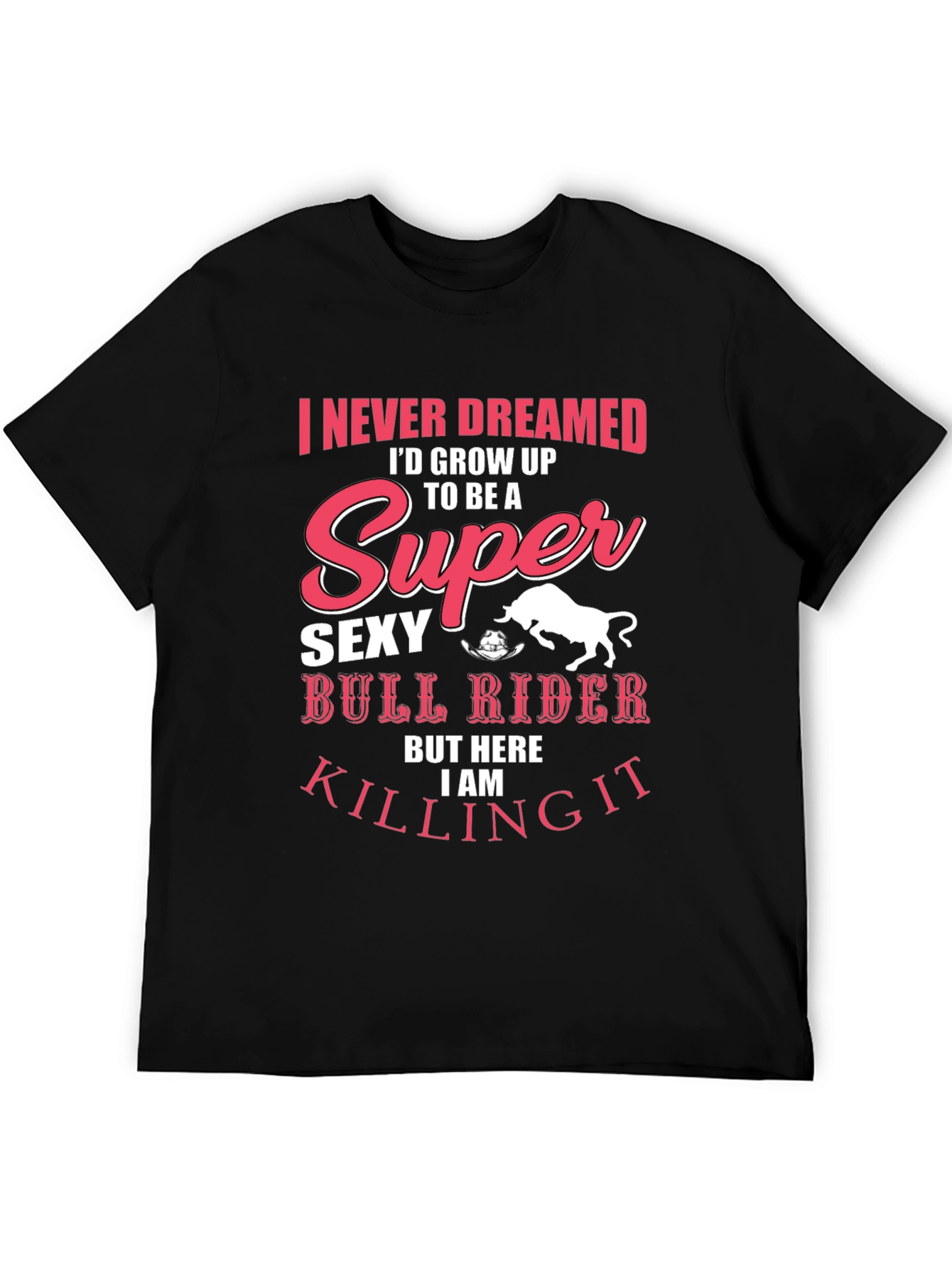 Black Super Sexy Bull Rider T-Shirt - Men's Black Graphic Tee view 5