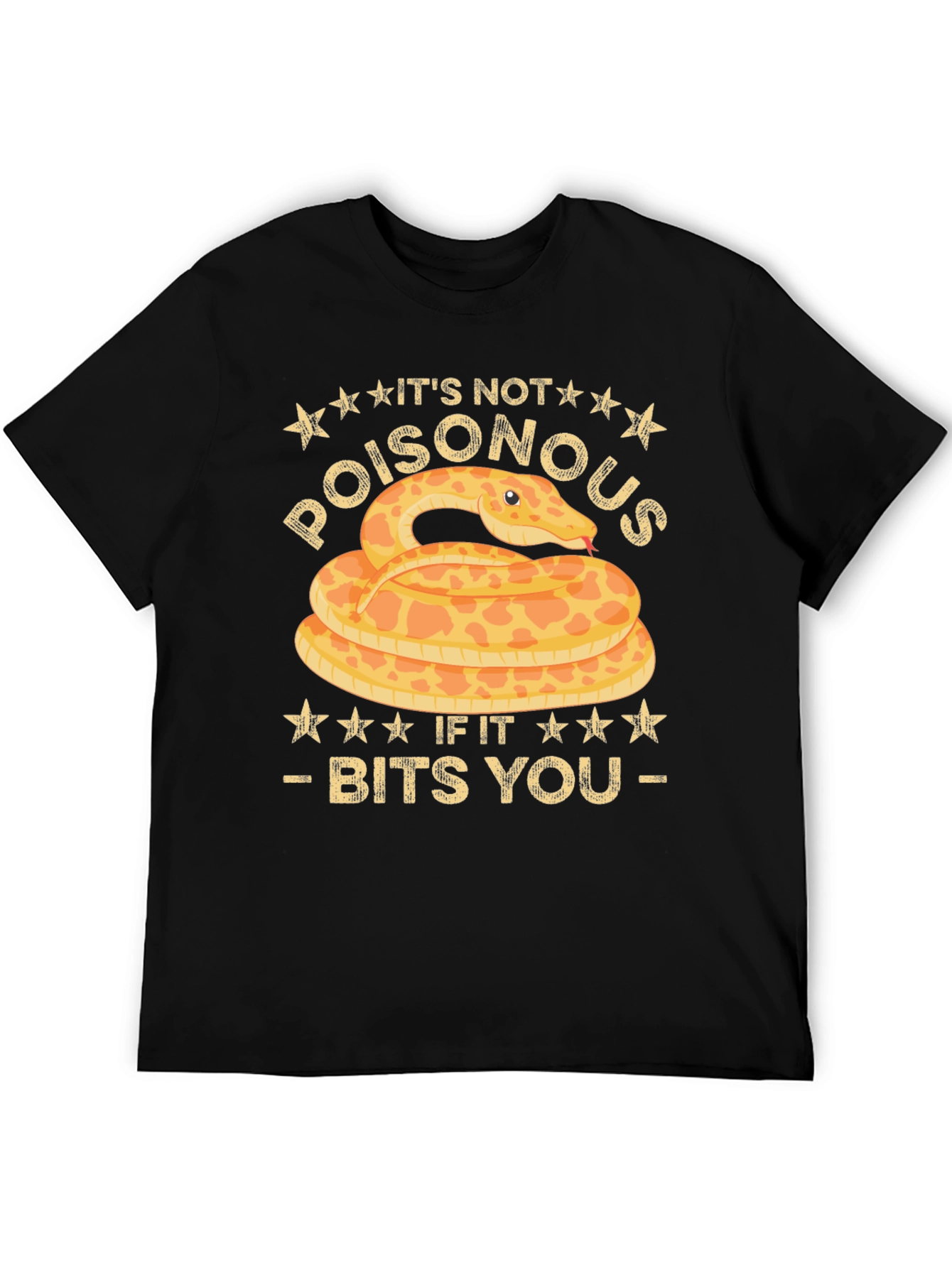 Black Funny Snake Bites T-Shirt - It's Not Poisonous view 5