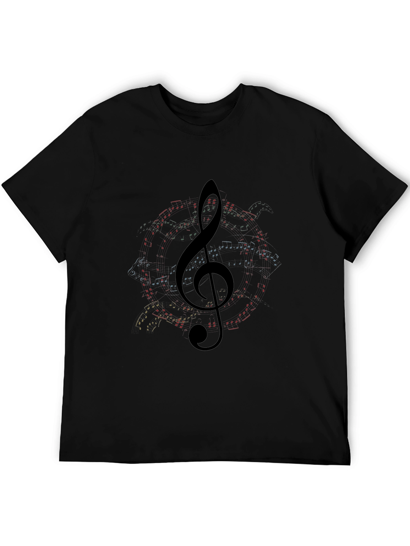 Black Musical Note Clef Graphic Black T-Shirt view 5
