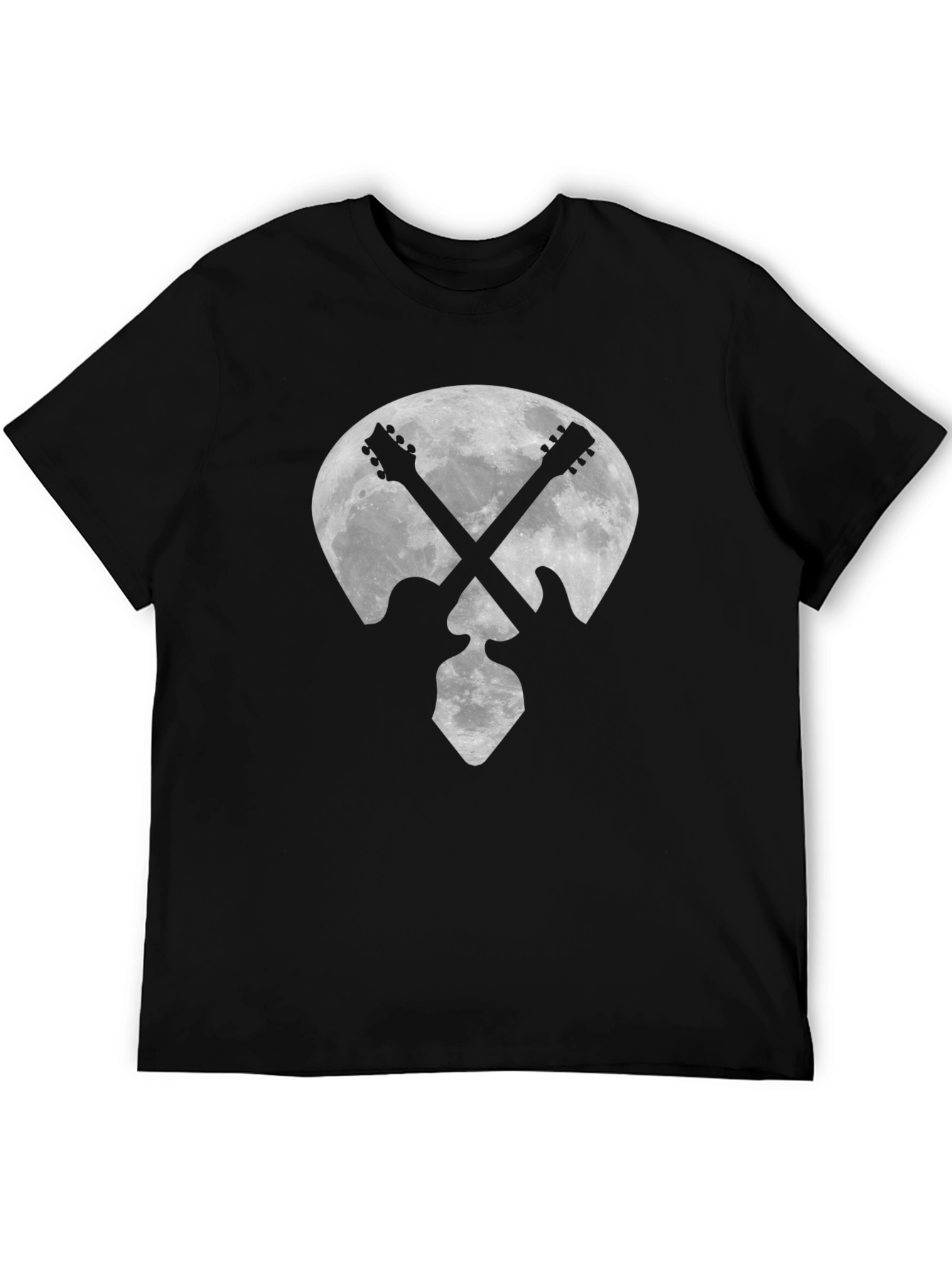 Black Guitar Moon Graphic Tee - Rock Style view 5