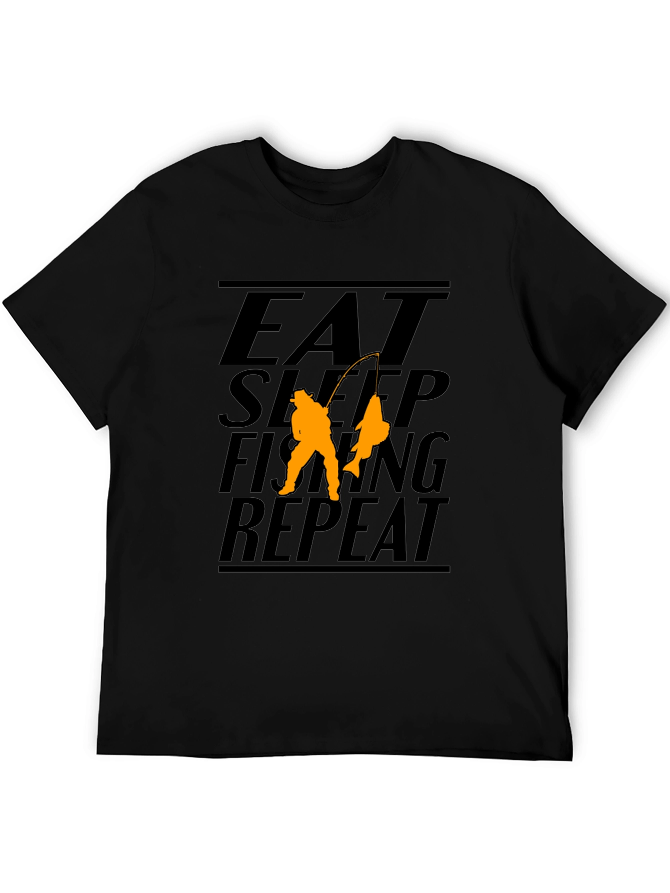 Black Eat Sleep Fishing Repeat Black Graphic T-Shirt view 5