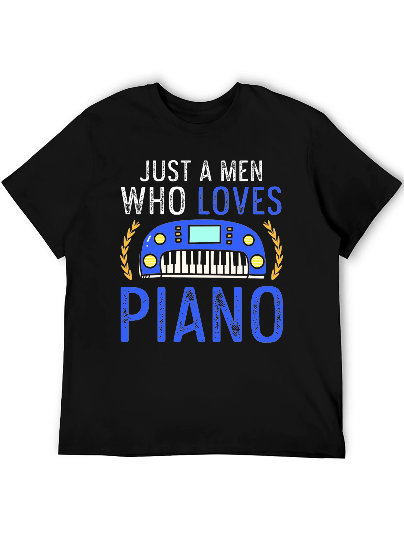 Black Just a Man Who Loves Piano Black T-Shirt view 5