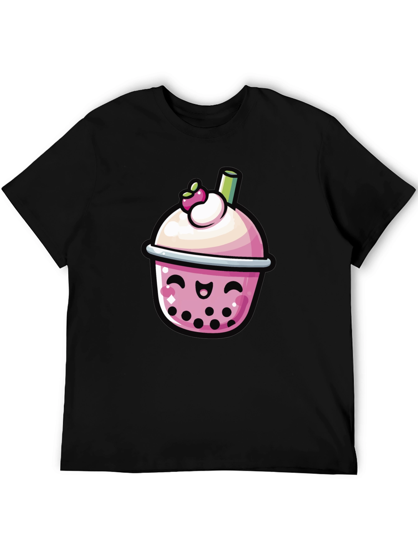 Black Kawaii Boba Tea Graphic Tee - Black view 5