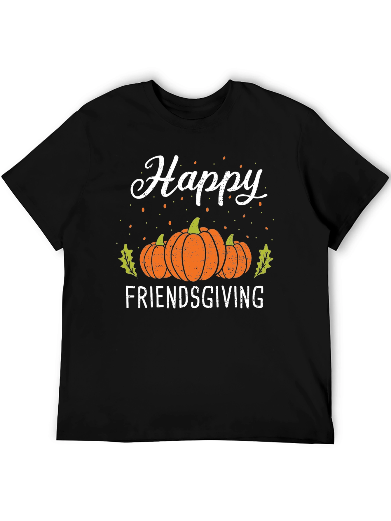Black Happy Friendsgiving T-Shirt | Fall Harvest Pumpkin Tee view 5