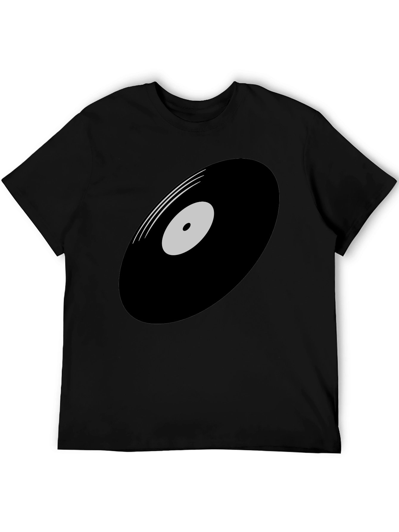 Black Retro Vinyl Record Graphic T-Shirt - Black view 5