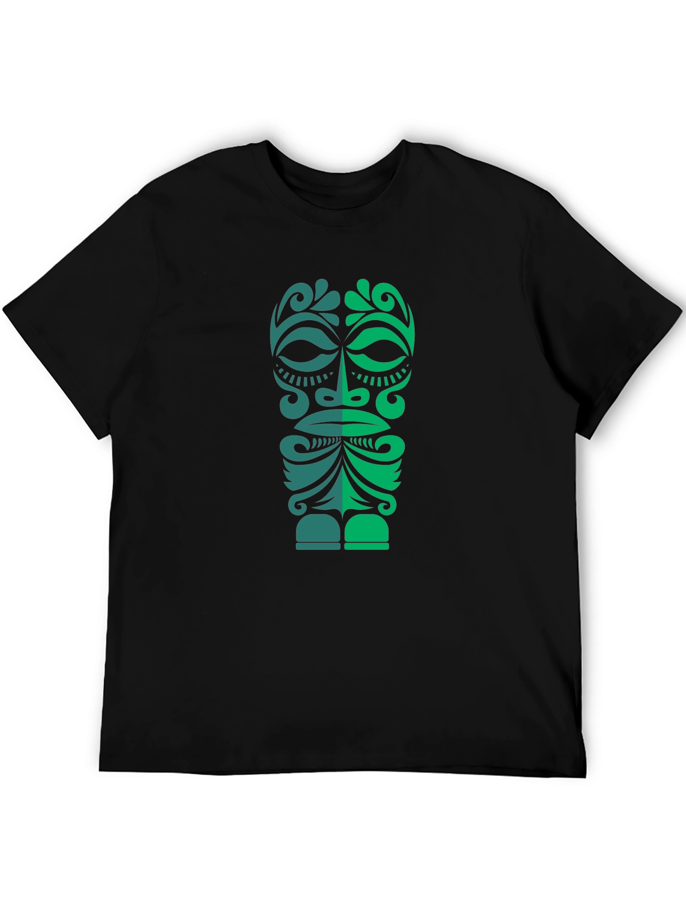 Black Tribal Tiki Mask Graphic Tee - Men's Black T-Shirt view 5