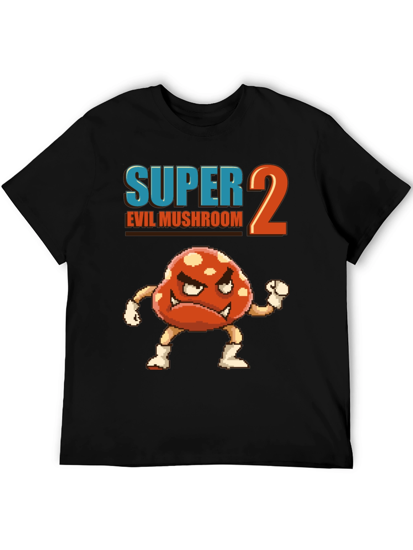 Black Super 2 Evil Mushroom Graphic T-Shirt view 5